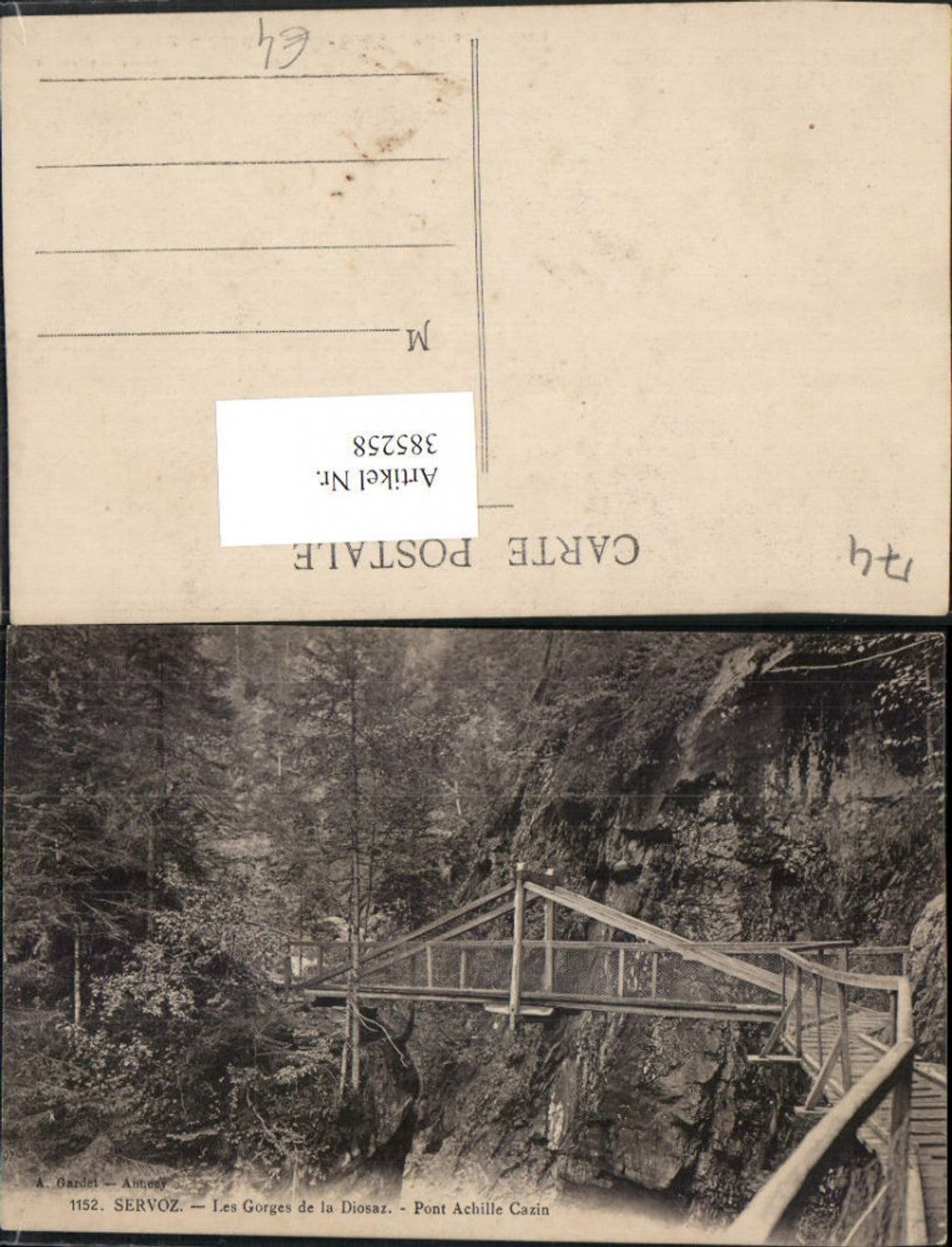 385258,Rhone-Alpes Haute-Savoie Servoz Les Gorges de la Diosaz Pont Achille Cazin Brücke