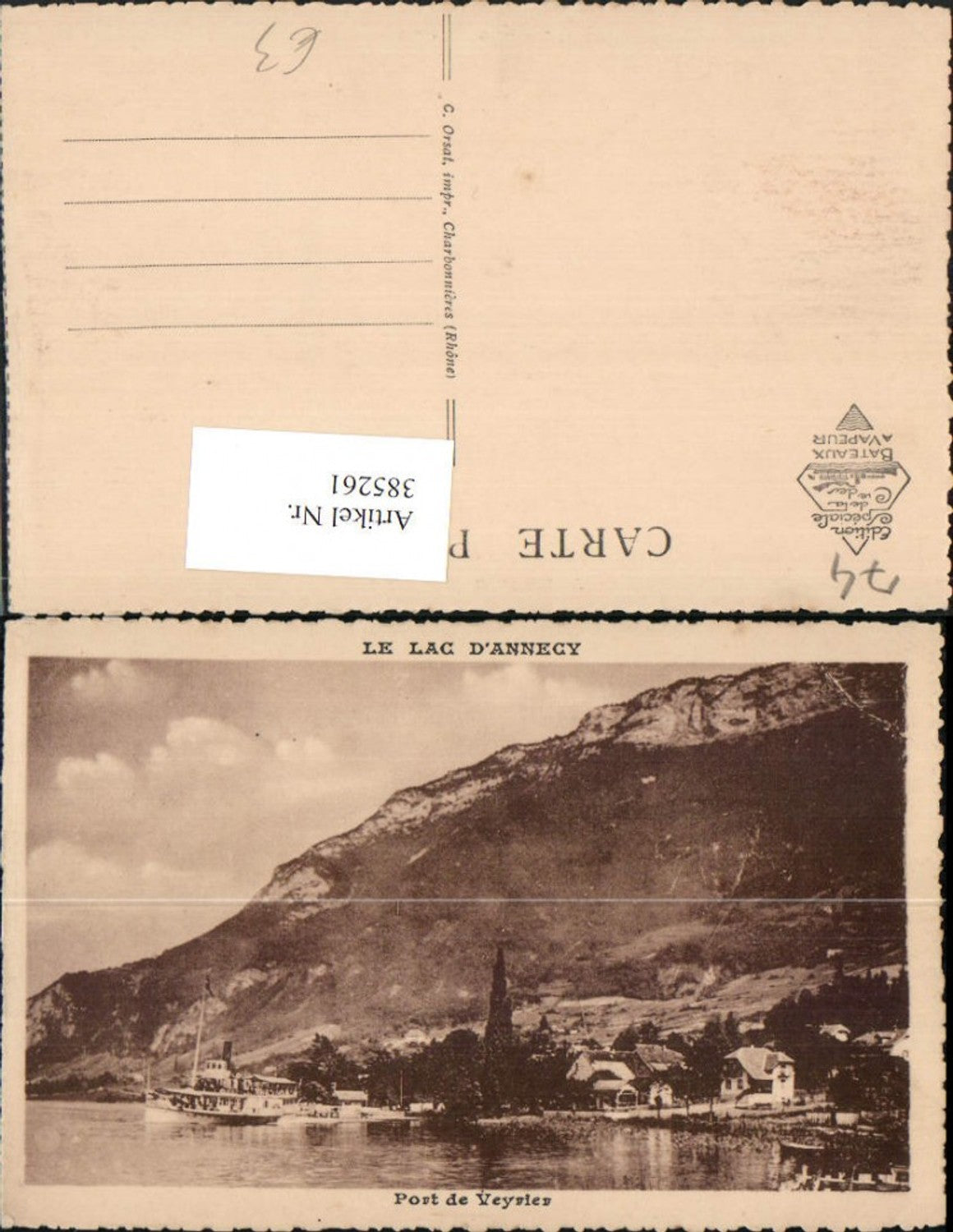 385261,Rhone-Alpes Haute-Savoie Lac Annecy Port de Veyrier Dampfer Bergkulisse