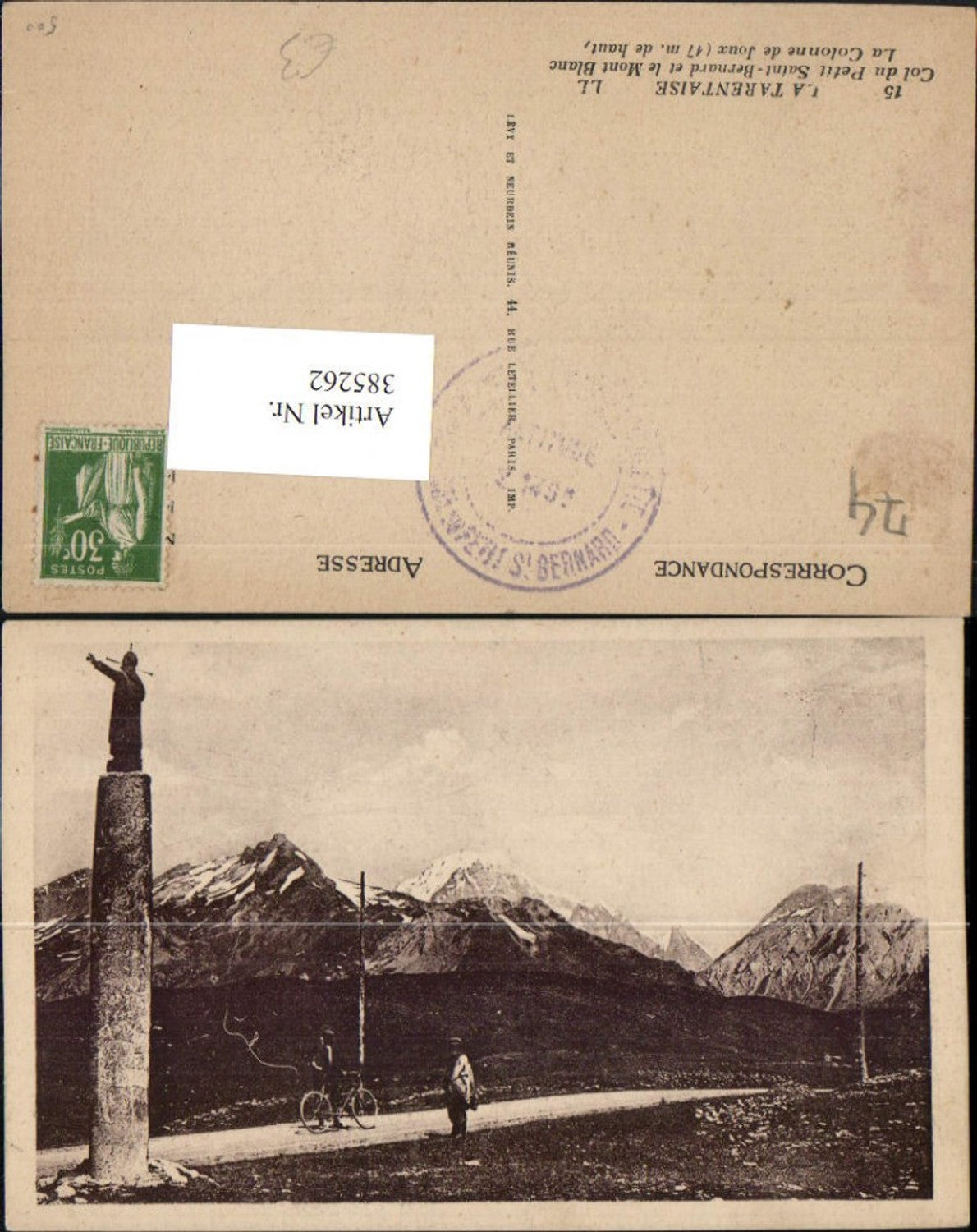 385262,Rhone-Alpes Haute-Savoie La Tarentaise Col du Petit Saint-Bernard et le Mont-Blanc