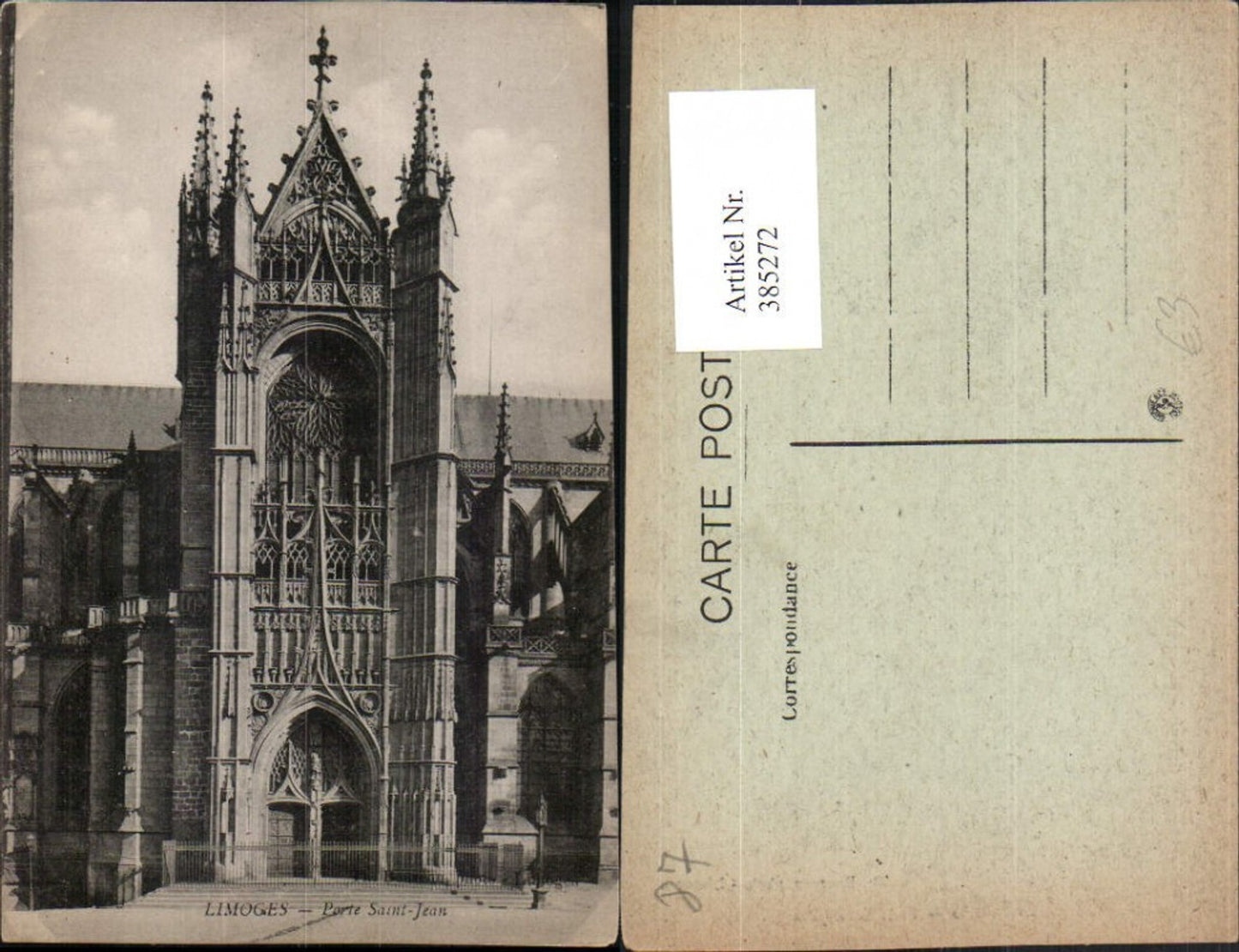 385272,Limousin Haute-Vienne Limoges Porte Saint-Jean Kirche Portal