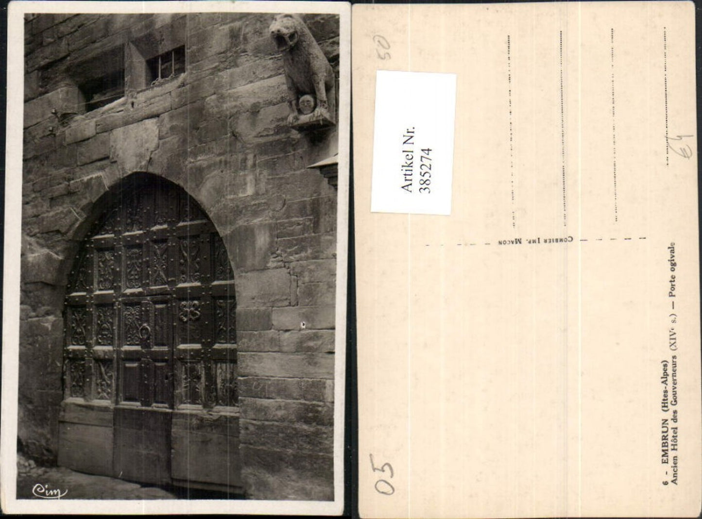 385274,Provence-Alpes-Cote-Azur Hautes-Alpes Embrun Ancien Hotel des Gouverneurs Porte Portal