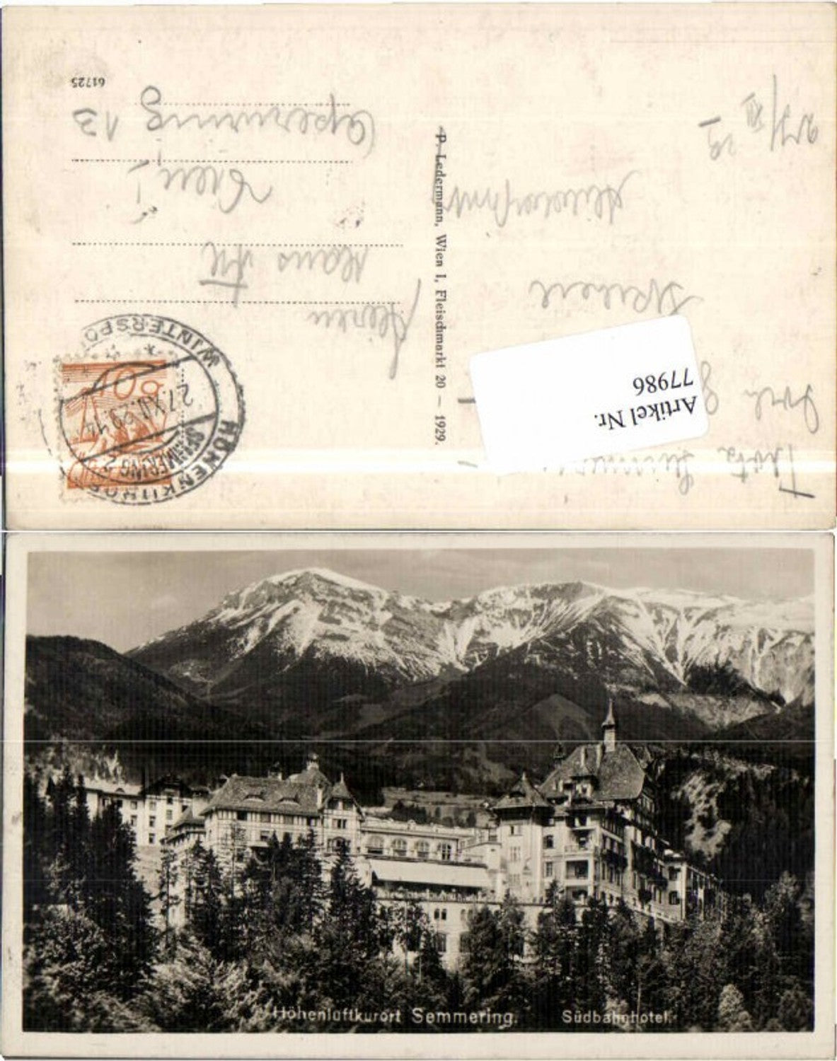 77986,Semmering Südbahnhotel Partie 1929