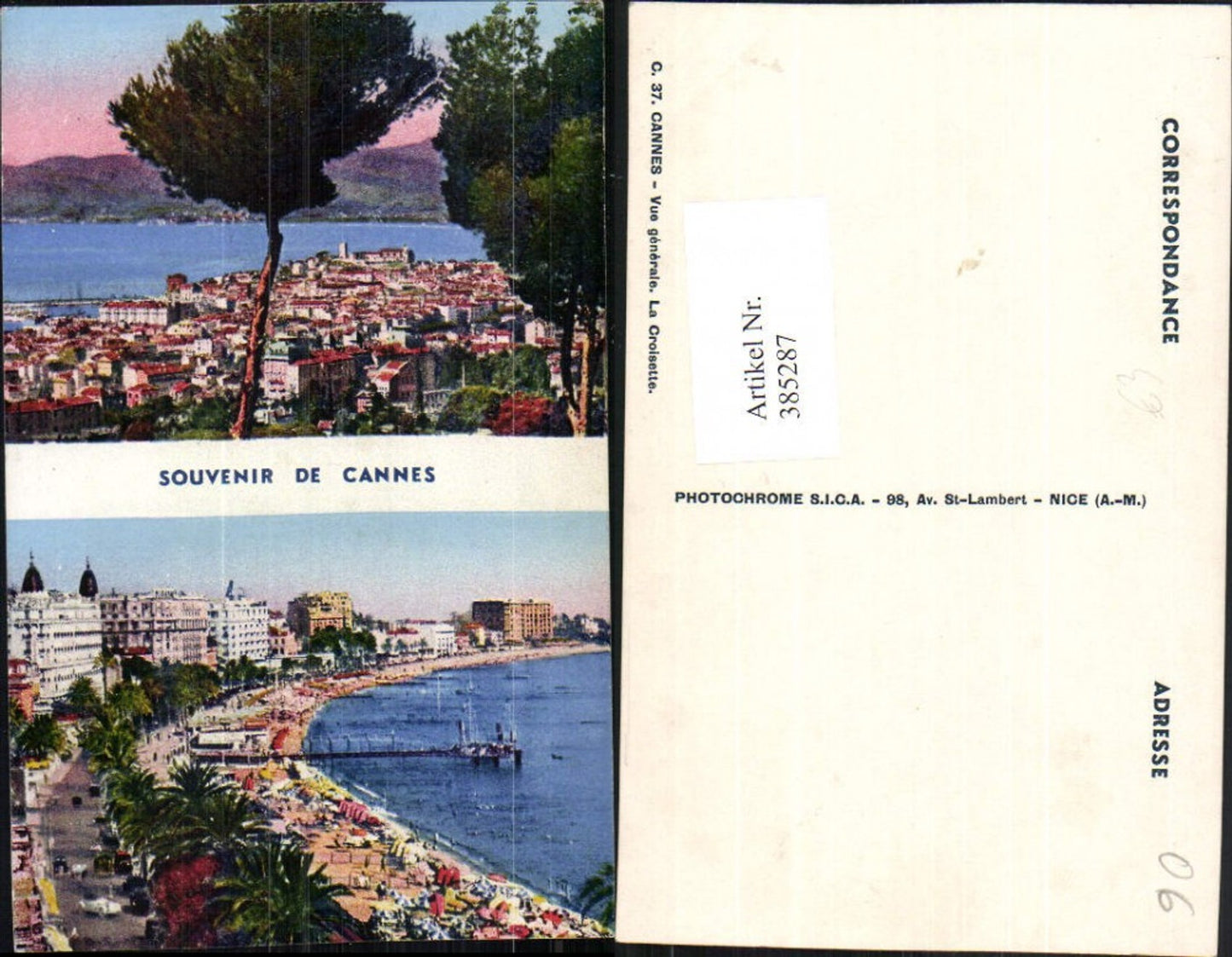 385287,Provence-Alpes-Cote-Azur Alpes-Maritimes Cannes Totale Strand Promenade Mehrbildkarte