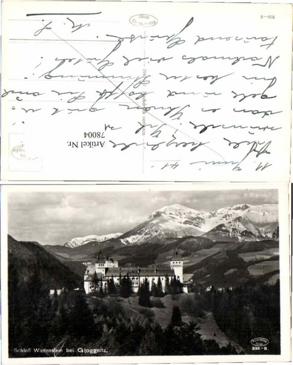 78004,Schloss Wartenstein b. Gloggnitz 1940