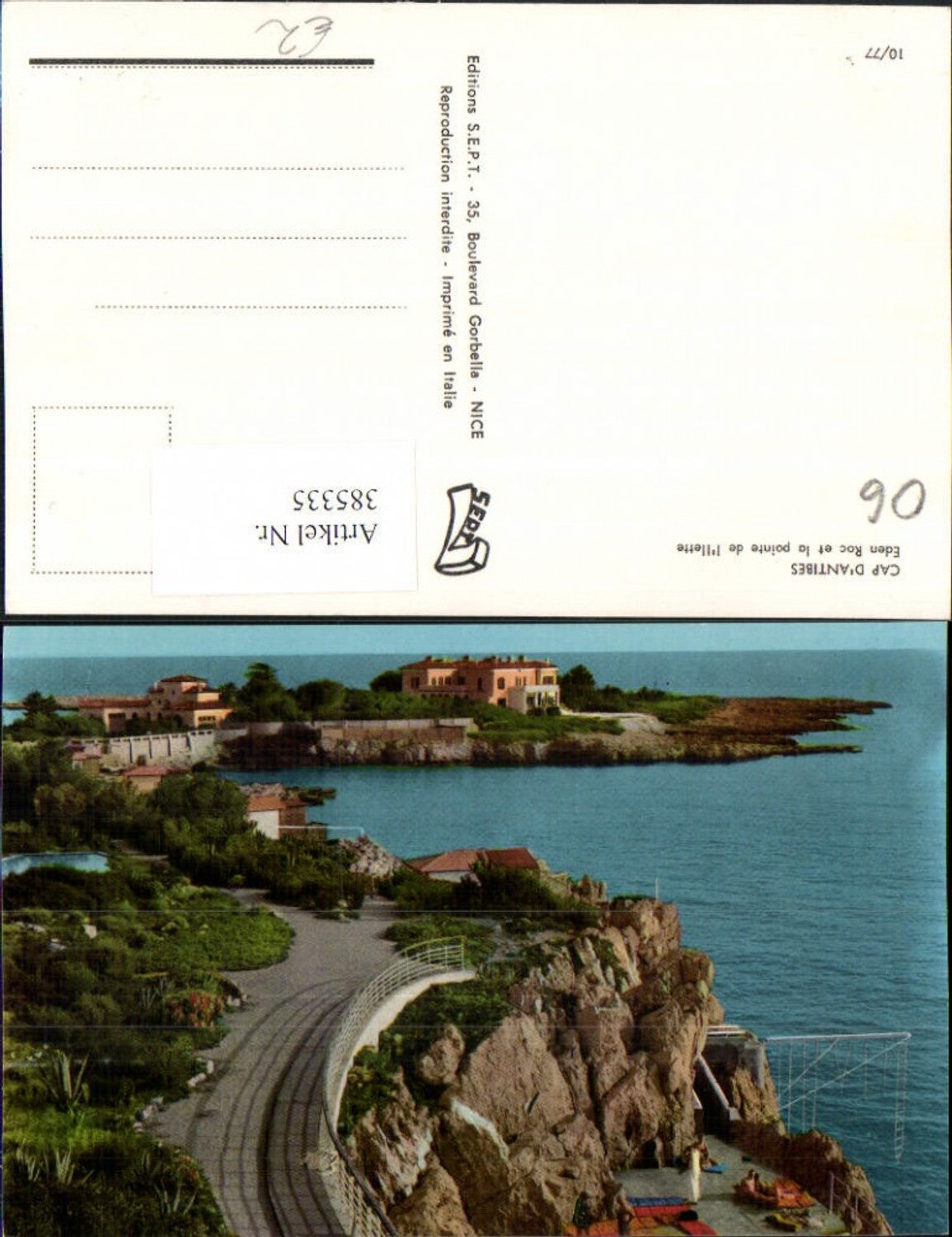 385335,Provence-Alpes-Cote-Azur Alpes-Maritimes Cap Antibes Eden Roc et Pointe Ilette Küste