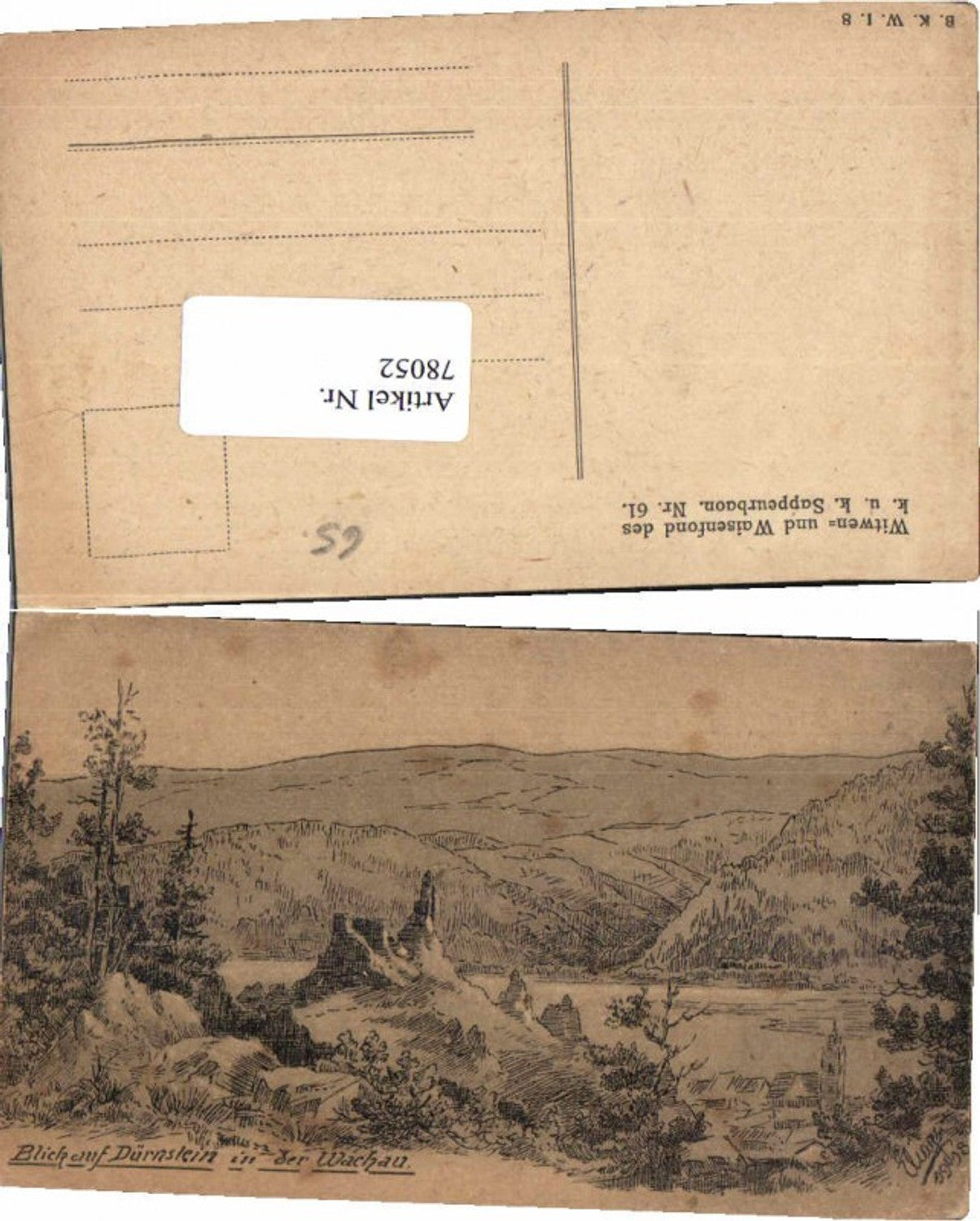 78052,Dürnstein i.d. Wachau Künstlerkarte sign. Eliag