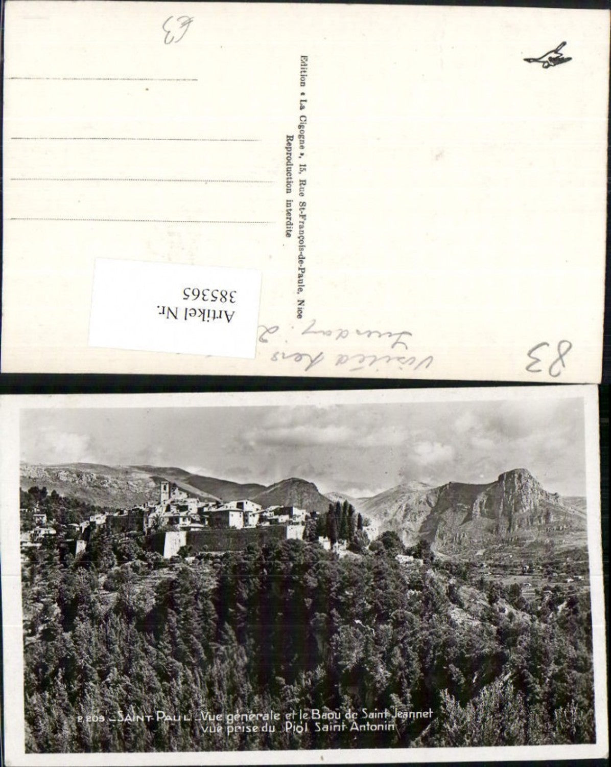 385365,Provence-Alpes-Cote-Azur Var Saint-Paul Vue generale et Baou de Saint Jeannet Totale