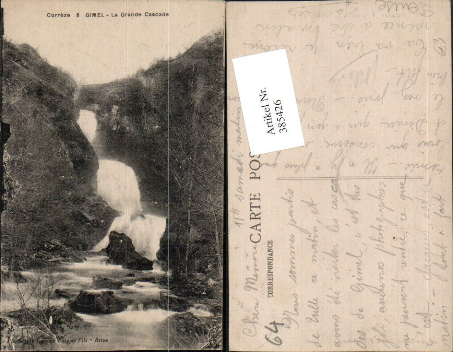 385426,Limousin Correze Gimel-les-Cascades Grande Cascade Wasserfall