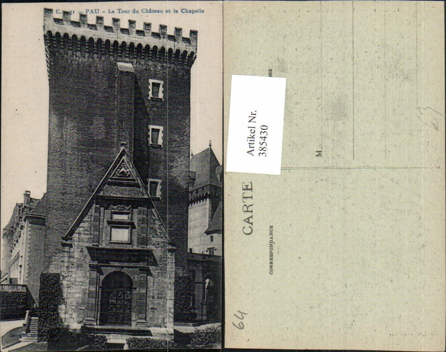 385430,Aquitanien Pyrenees-Atlantiques Pau La Tour du Chateau et la Chapelle Schloss Turm