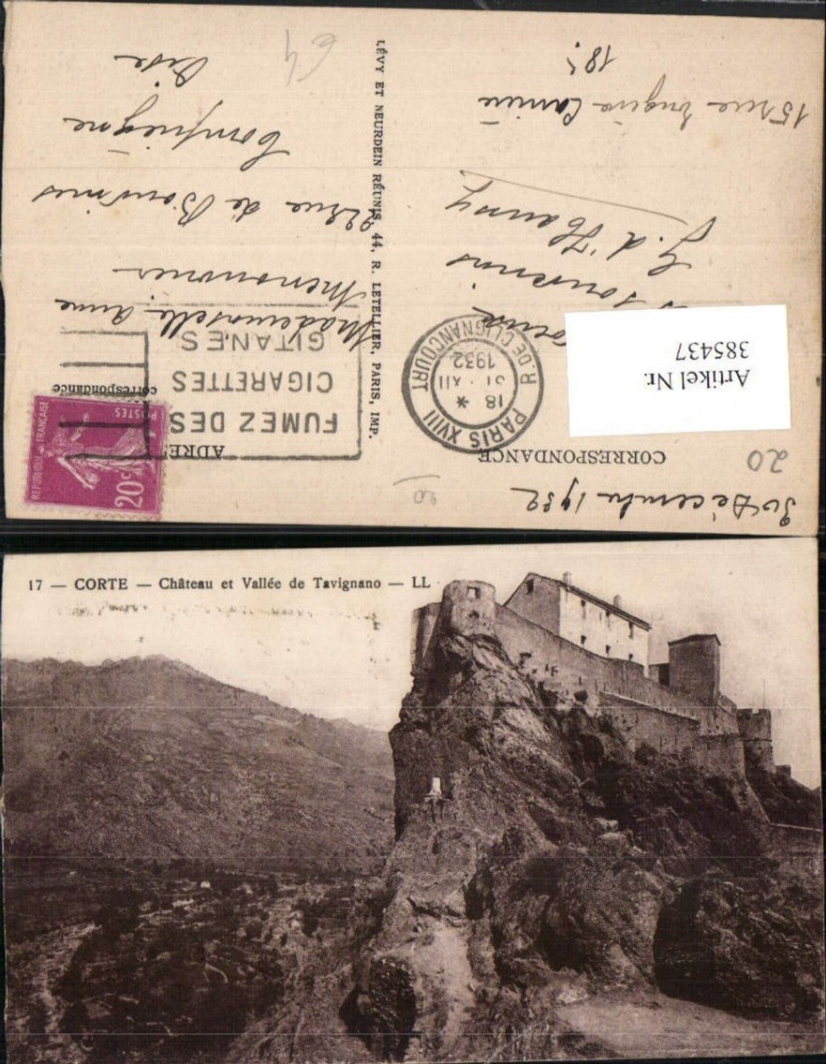 385437,Korsika Haute-Corse Corte Chateau et Vallee de Tavignano Schloss Festung