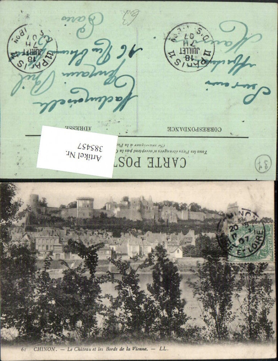 385457,Centre Indre-et-Loire Chinon Le Chateau et les Bords de la Vienne Schloss Burg