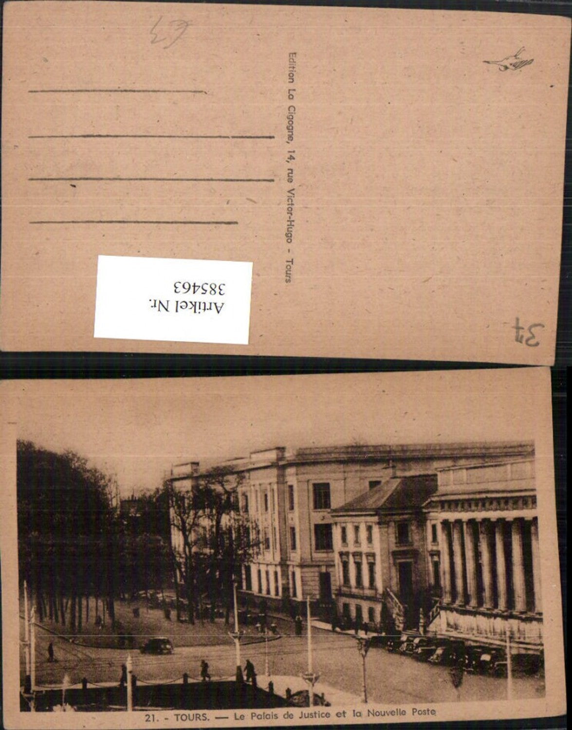 385463,Centre Indre-et-Loire Tours Le Palais de Justice et Nouvelle Poste Justizpalast Postamt