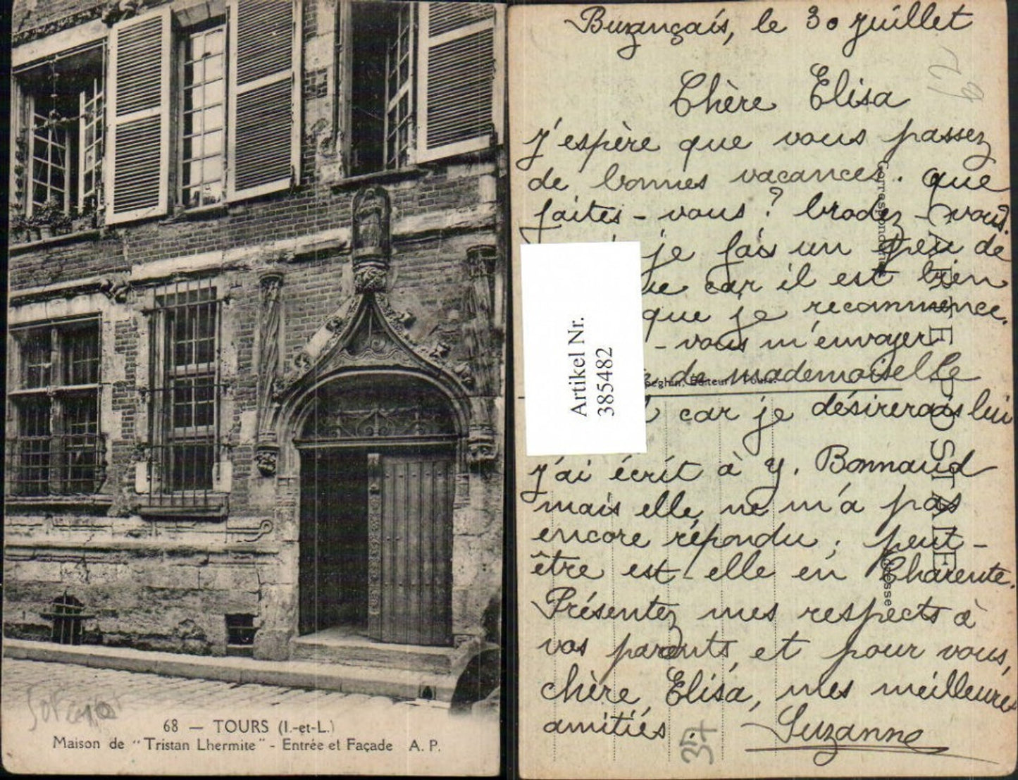 385482,Centre Indre-et-Loire Tours Maison de Tristan Lhermite Haus Tür