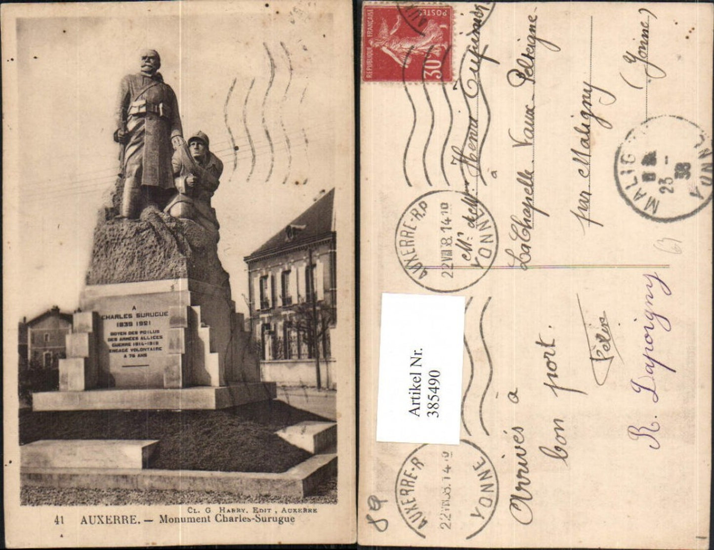 385490,Burgund Yonne Auxerre Monument Charles-Surugue Denkmal Statue