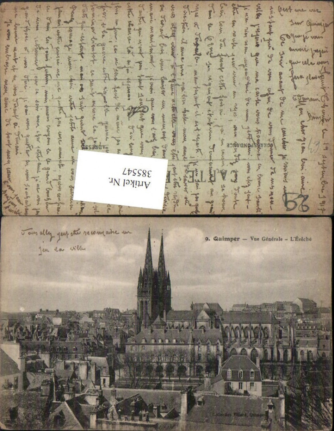 385547,Bretagne Finistere Quimper Vue Generale L'Eveche Totale Kirche