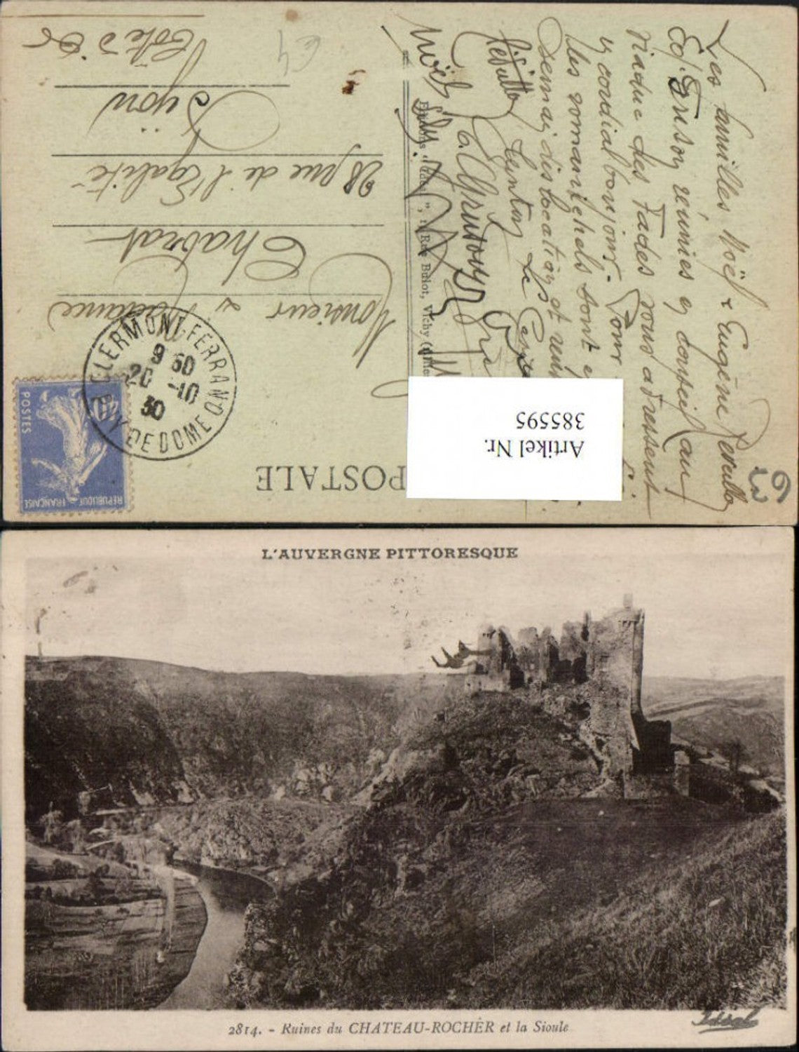 385595,Auvergne Puy-de-Dome Ruines du Chateau-Rocher et la Sioule Ruine