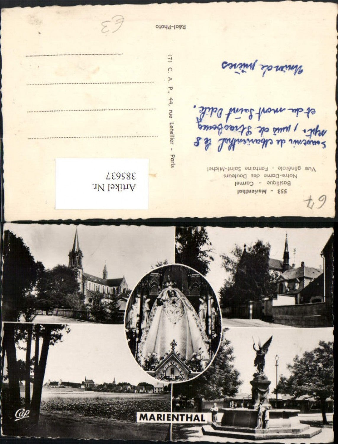 385637,Elsass Bas-Rhin Marienthal Basilique Carmel Notre-Dame Kirche Brunnen Mehrbildkarte