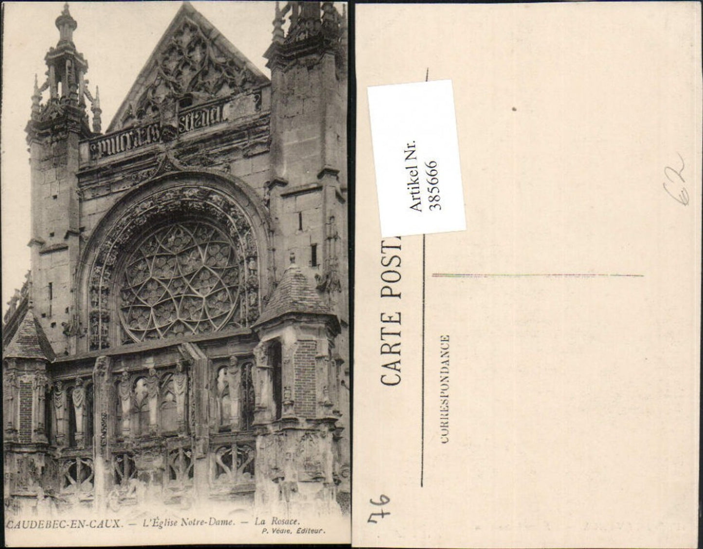 385666,Haute-Normandie Seine-Maritime Caudebec-en-Caux L'Eglise Notre-Dame La Rosace Kirche