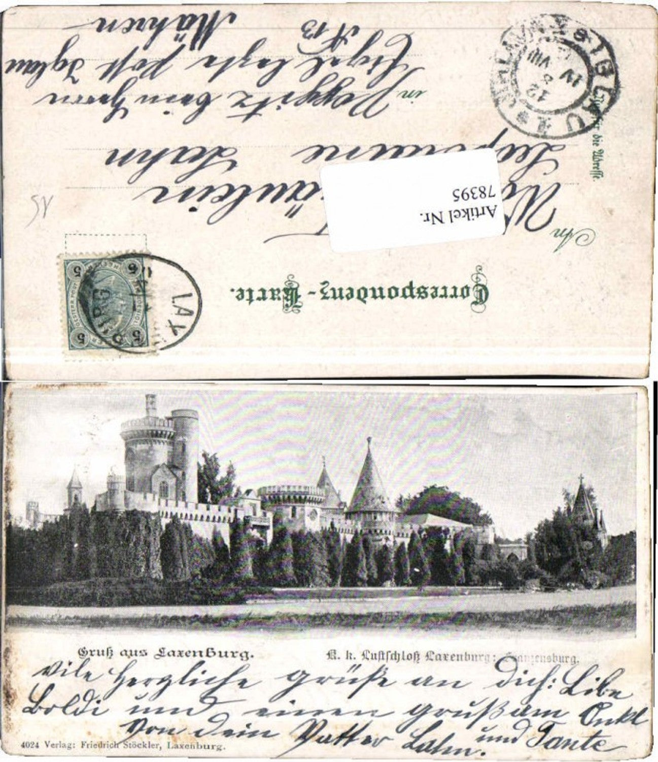 78395,Gruss aus Franzensburg Laxenburg 1905