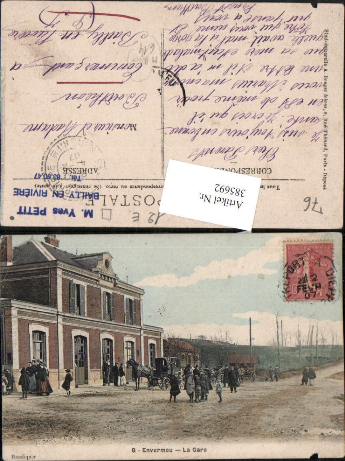 385692,Haute-Normandie Seine-Maritime Envermeu La Gare Bahnhof Kutsche