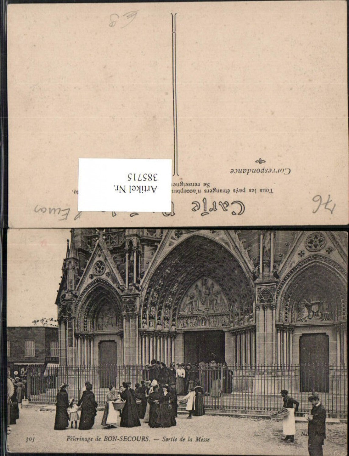 385715,Haute-Normandie Seine-Maritime Pelerinage de Bon-Secours Sortie de la Messe Kirche