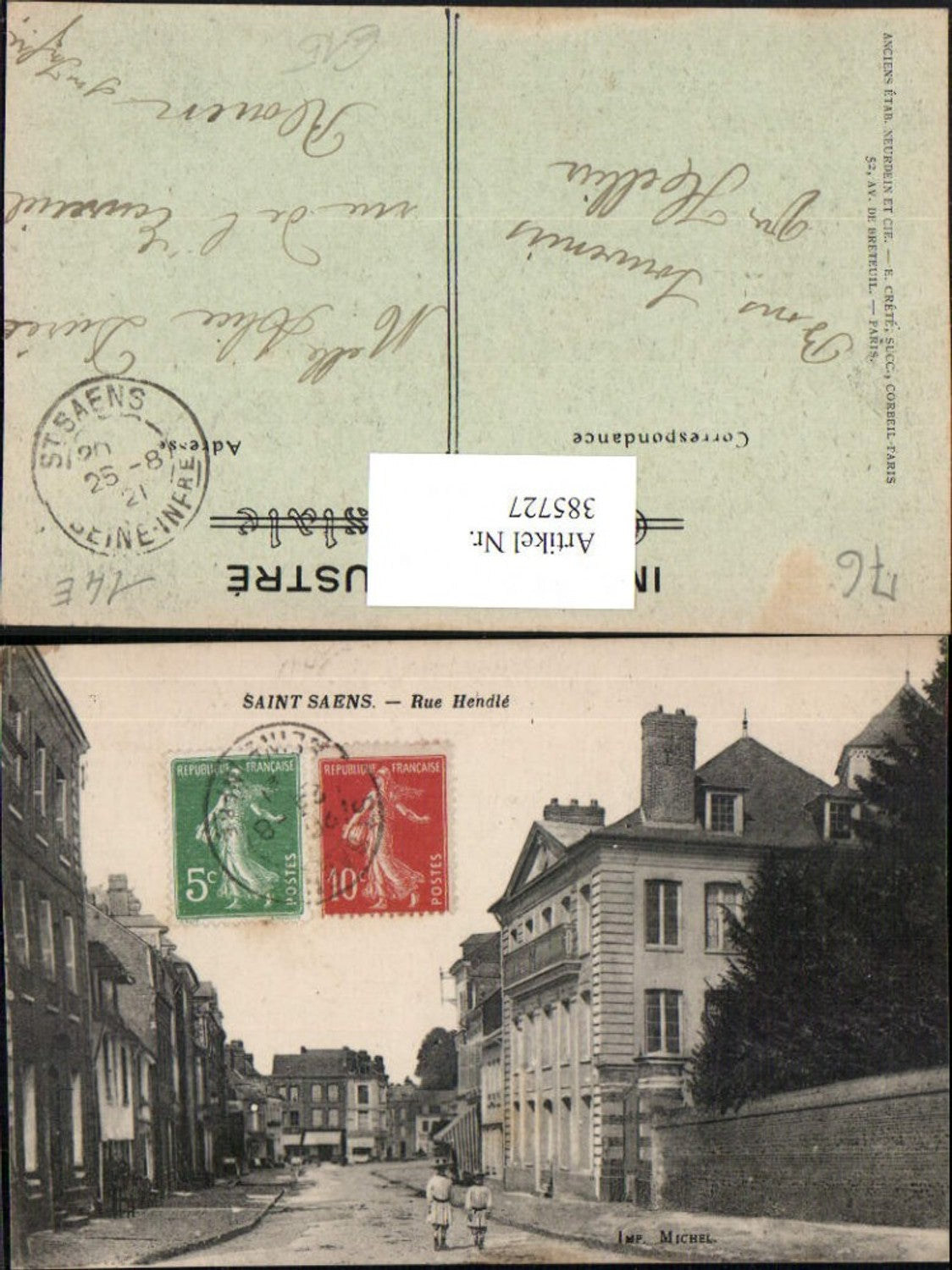 385727,Haute-Normandie Seine-Maritime Saint Saens Rue Hendle Straßenansicht