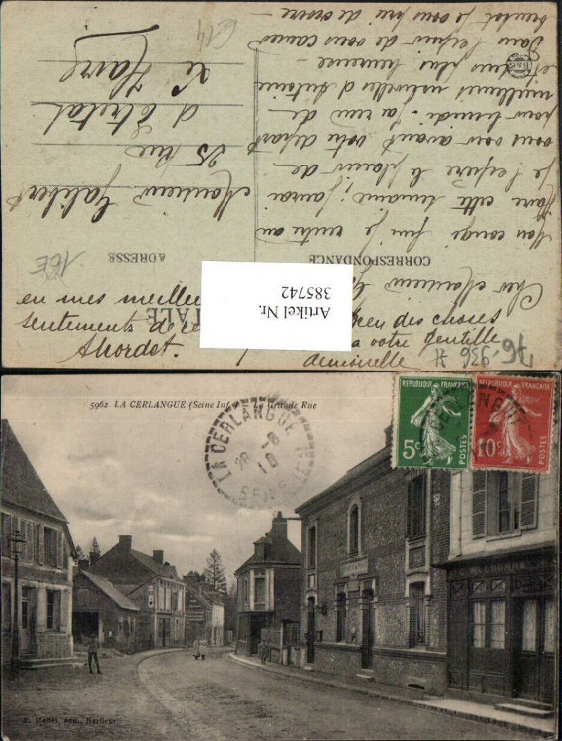 385742,Haute-Normandie Seine-Maritime La Cerlangue La Grande Rue Straßenansicht