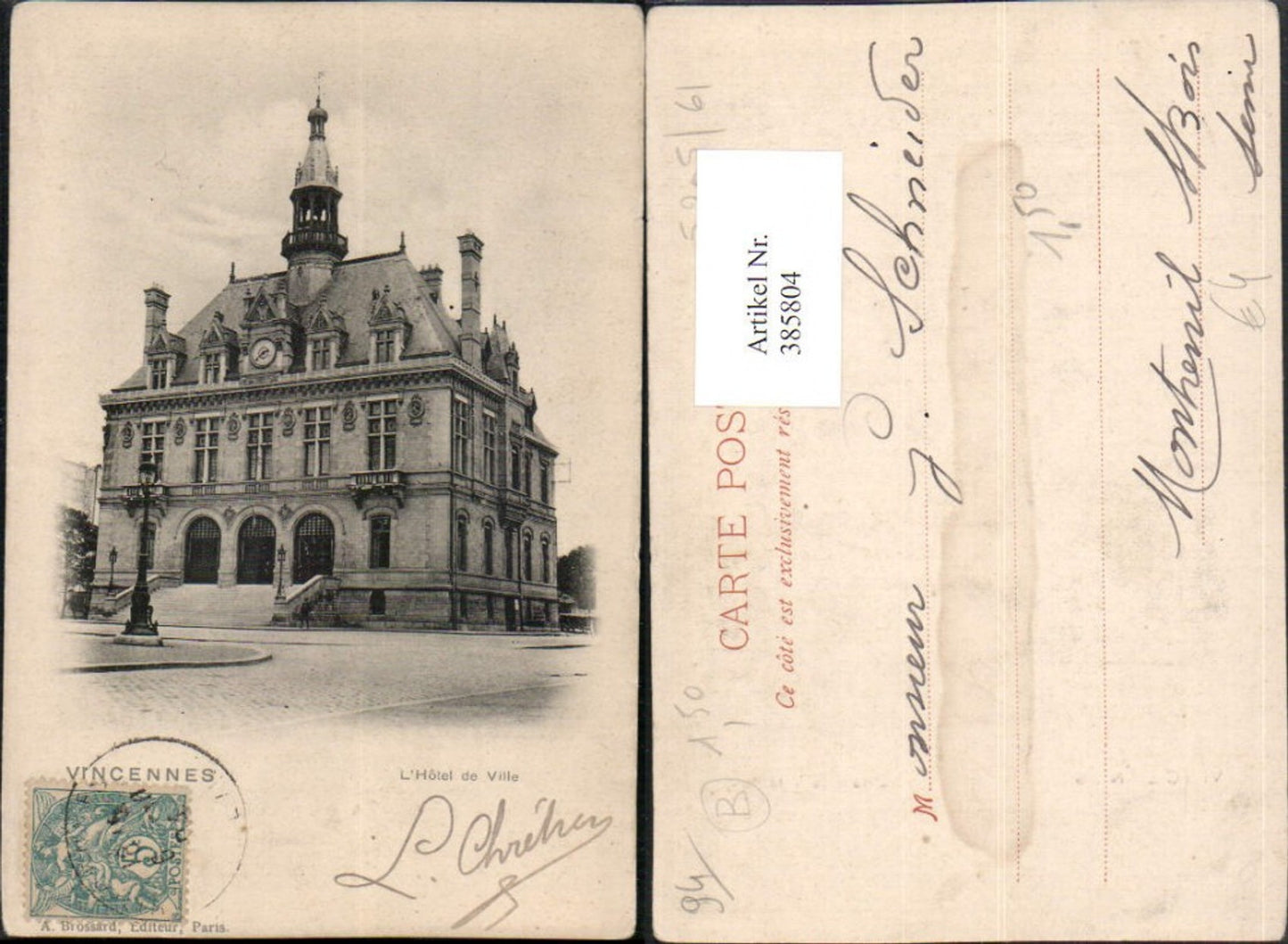 385804,Ile-de-France Val-de-Marne Vincennes L'Hotel de Ville Rathaus