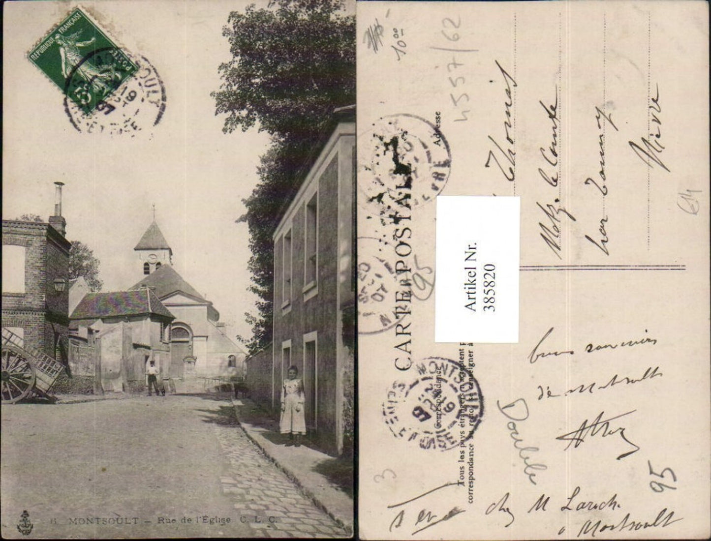 385820,Ile-de-France Val-Oise Montsoult Rue de l'Eglise Straßenansicht Kirche