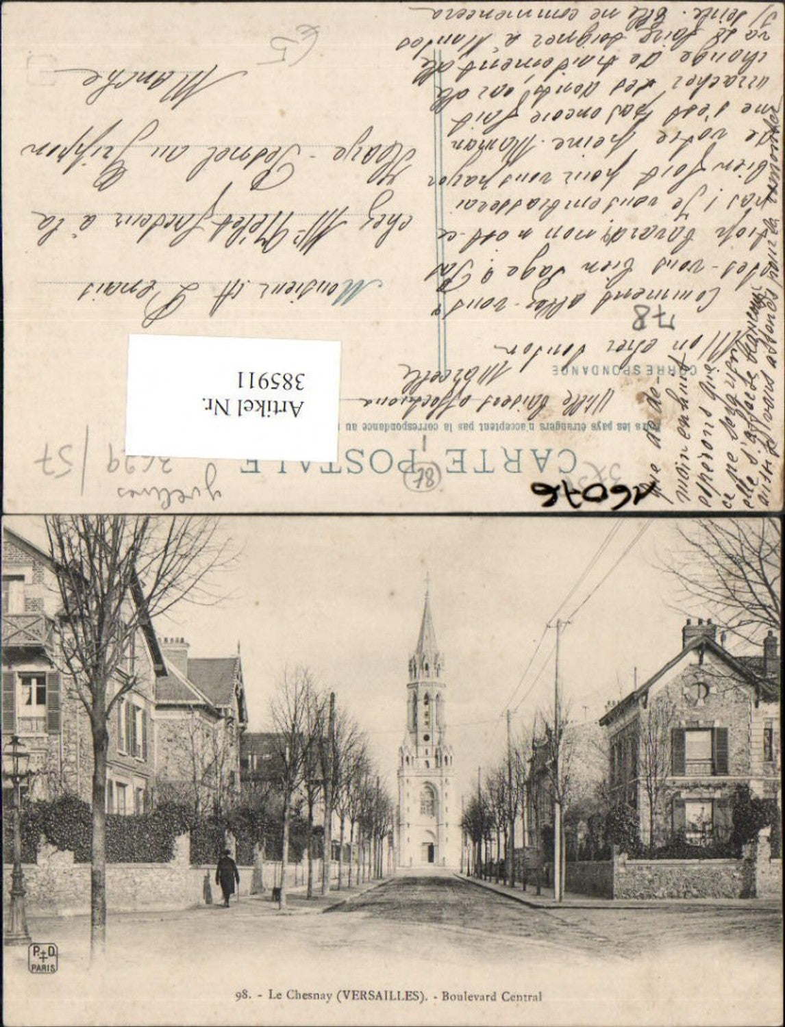 385911,Ile-de-France Yvelines Versailles Le Chesnay Boulevard Central Straßenansicht Kirche