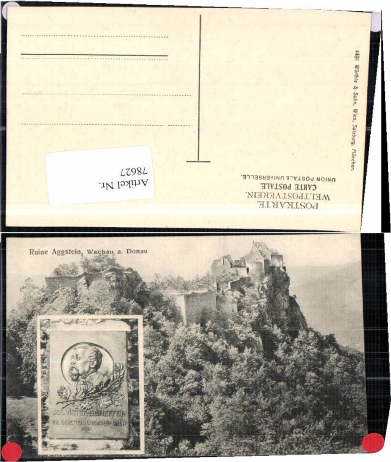 78627,Ruine Aggstein Wachau a.d. Donau Scheffel Denkmal