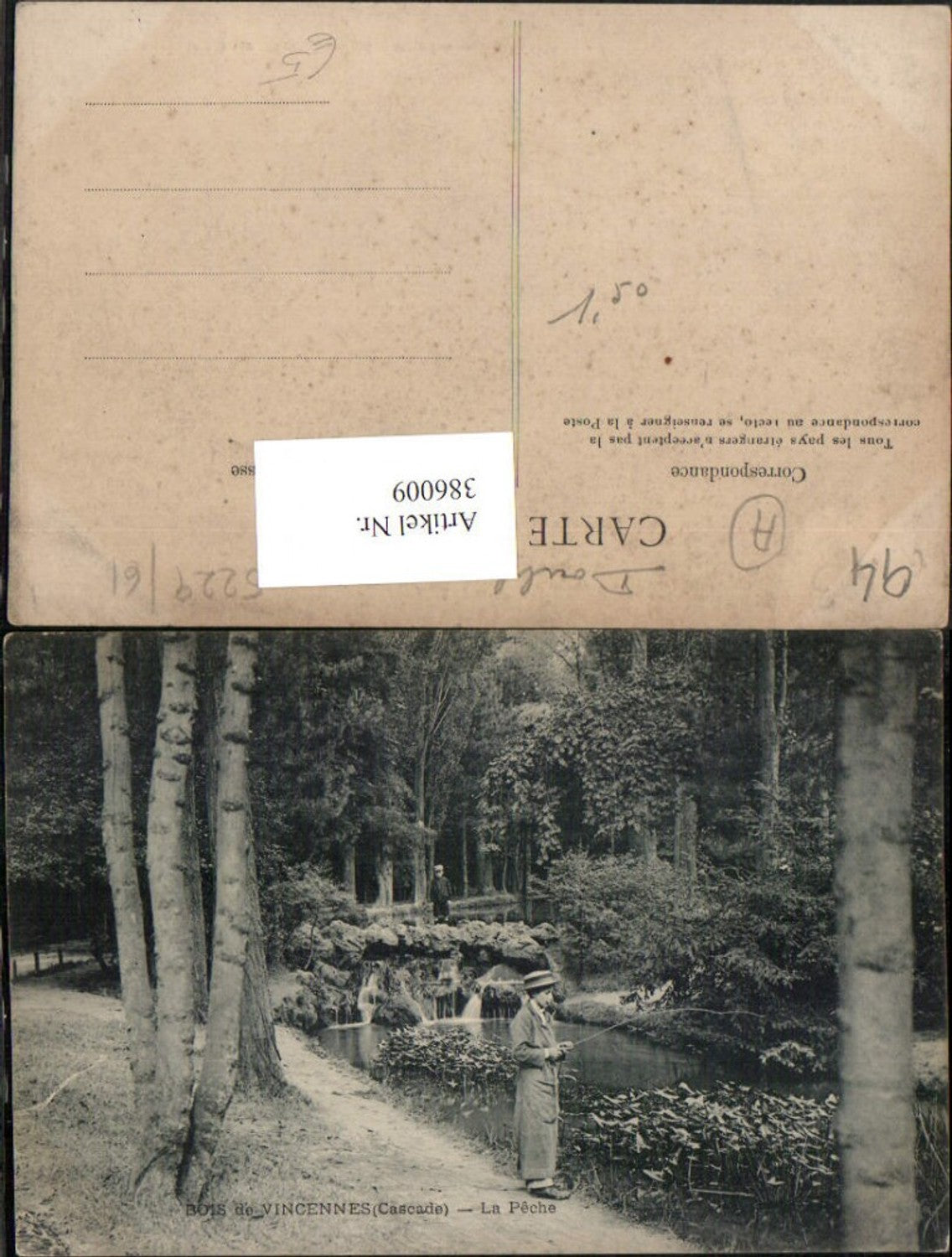 386009,Ile-de-France Val-de-Marne Bois de Vincennes Cascade La Peche Wasserfall Fischer
