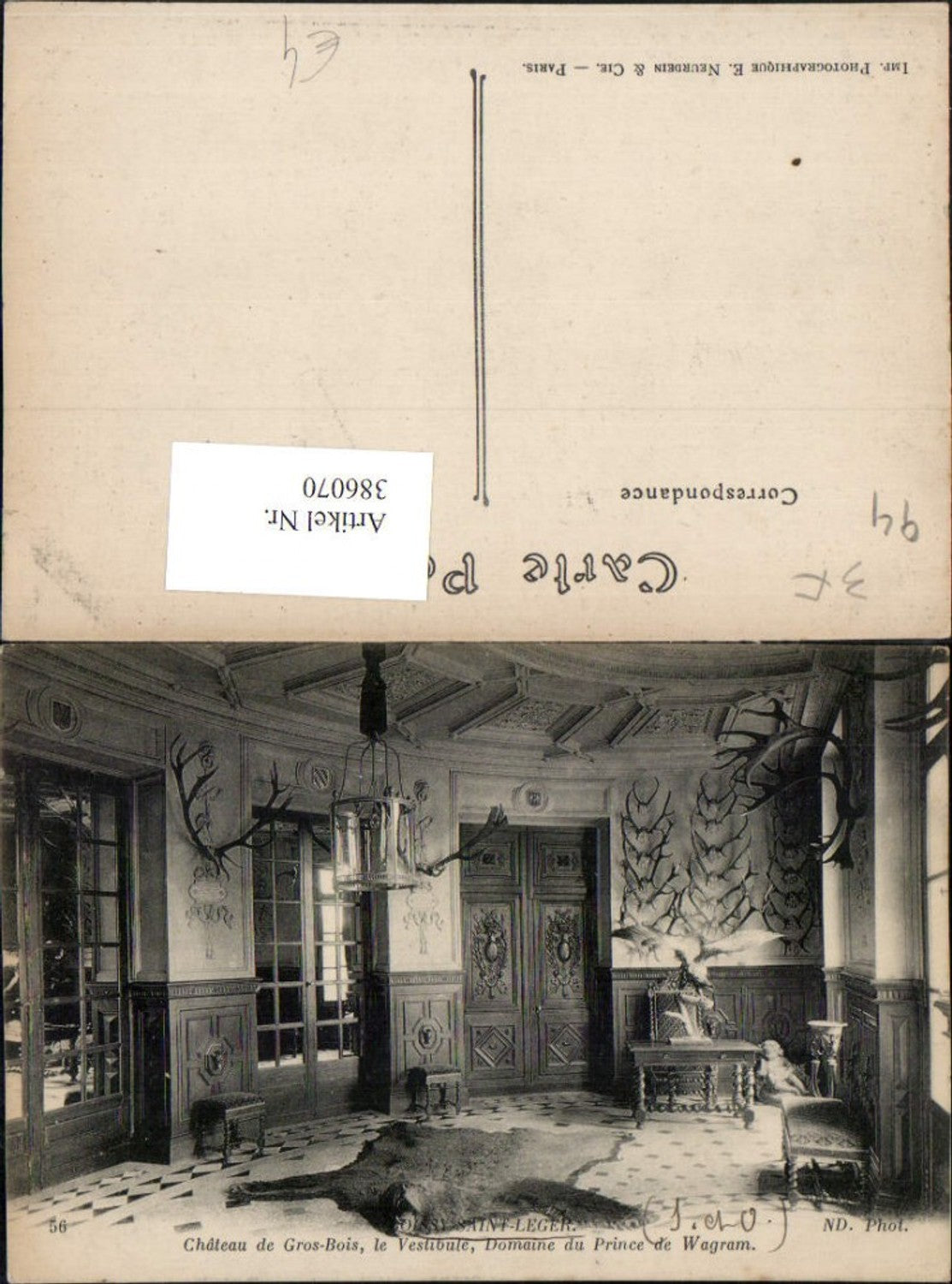 386070,Ile-de-France Val-de-Marne Boissy-Saint-Leger Chateau de Gros-Bois Vestibule Bärenfell