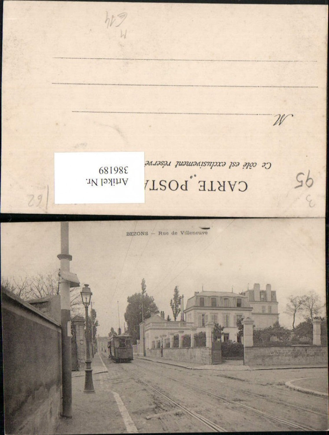 386189,Ile-de-France Val-Oise Bezons Rue de Villeneuve Straßenansicht Straßenbahn