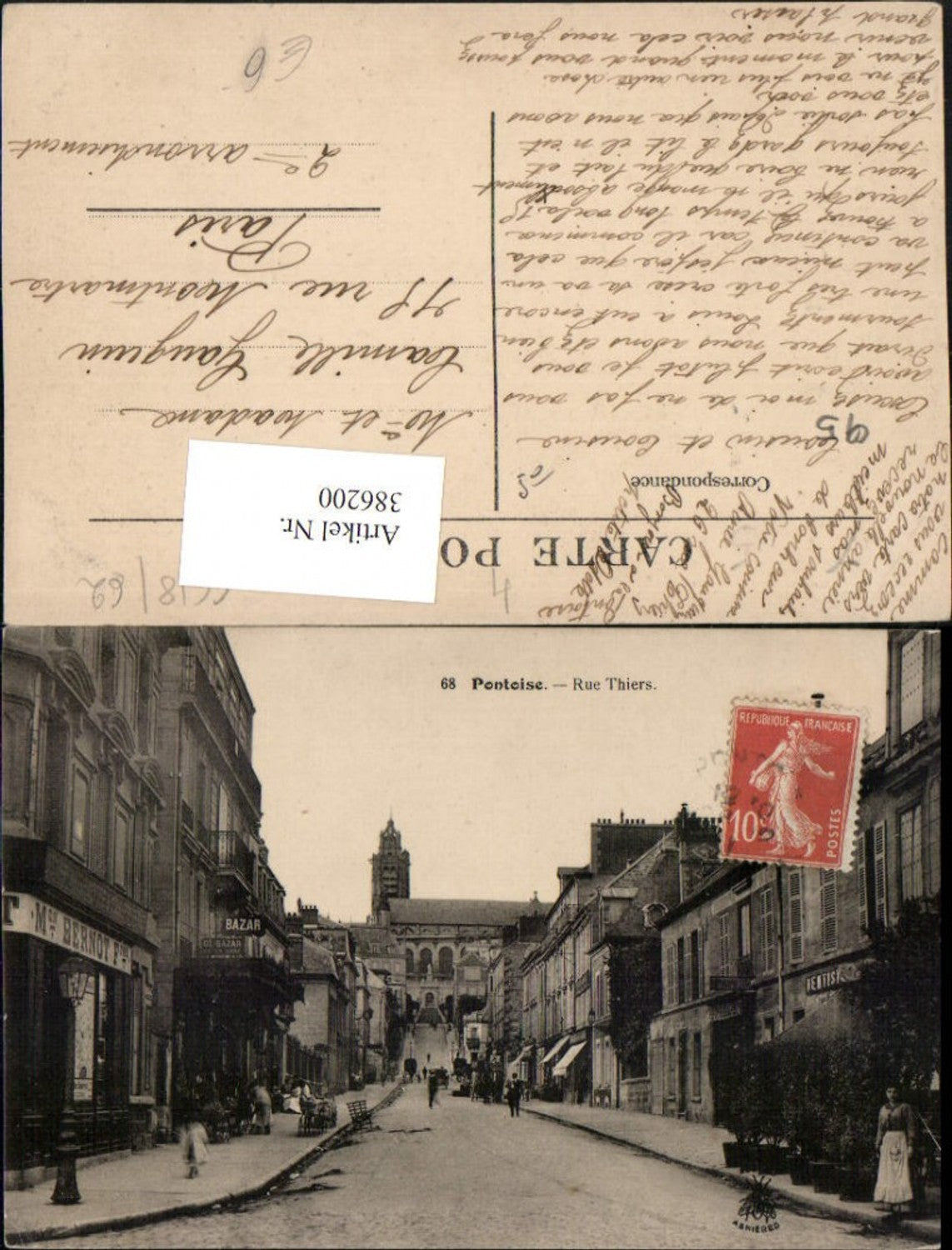 386200,Ile-de-France Val-Oise Pontoise Rue Thiers Straßenansicht Bazar