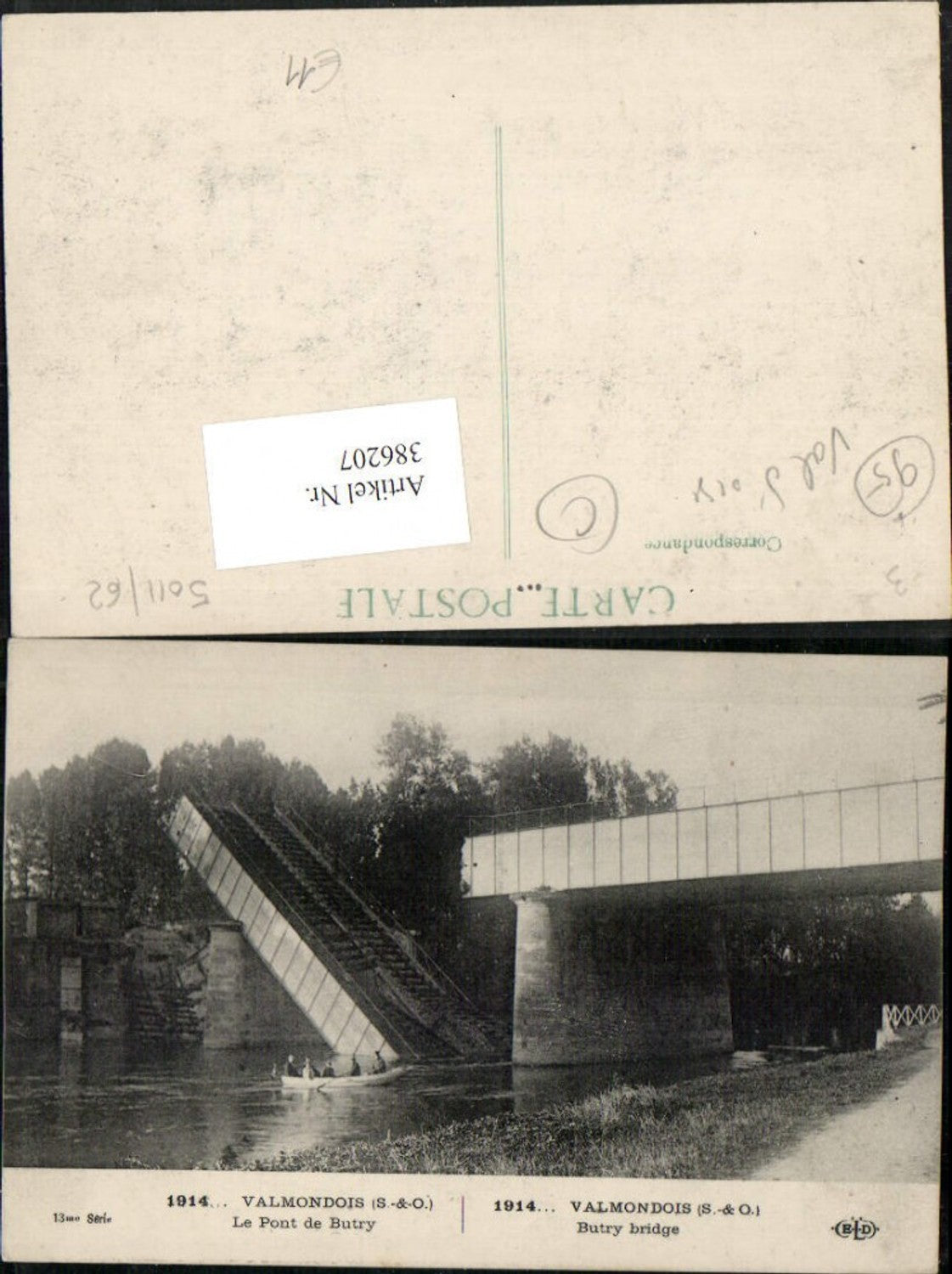 386207,Ile-de-France Val-Oise Valmondois Le Pont de Butry Brücke Zerstörung