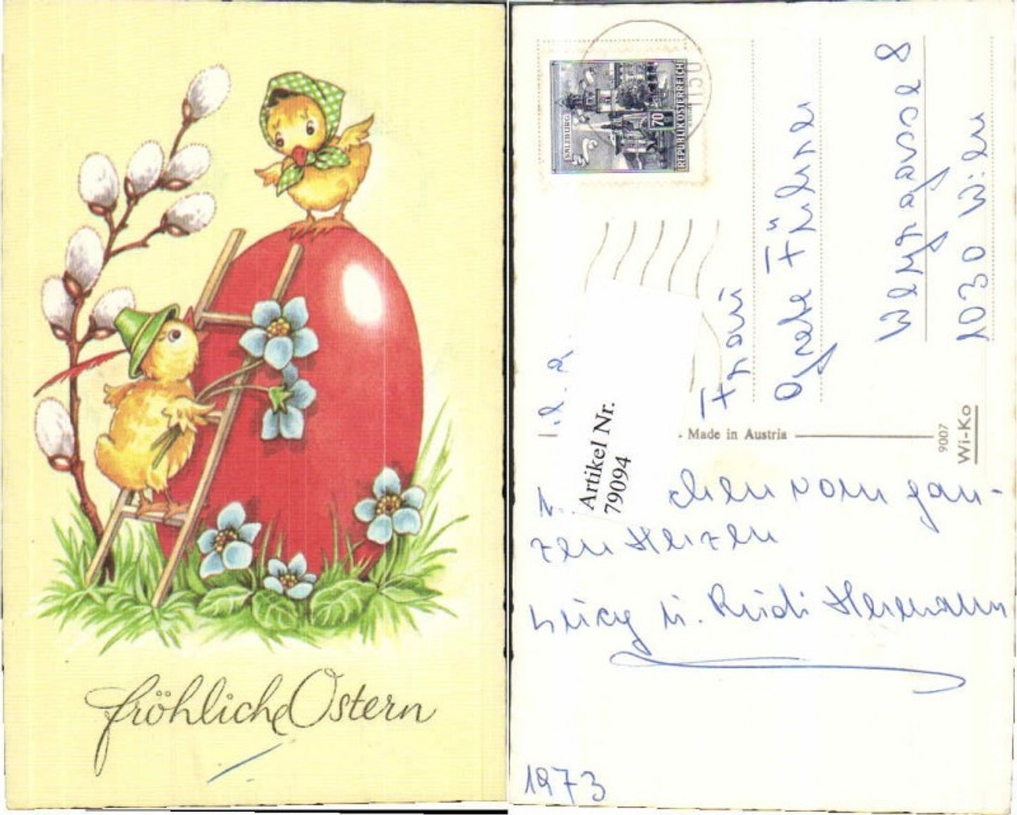 79094,Ostern Küken m. Leiter Osterei Hut