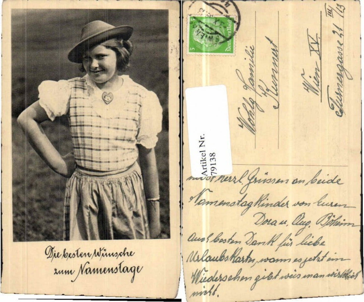 79138, Name Day Sweet Girl with Hat