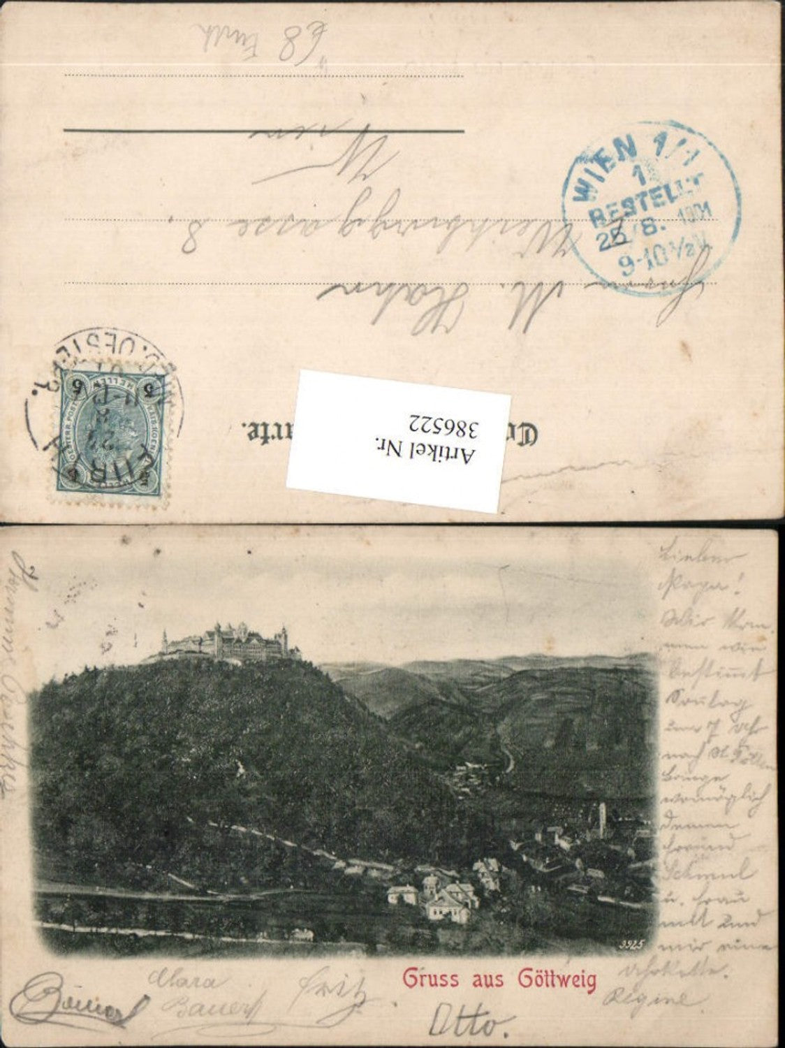 386522,Gruß aus Göttweig m. Stift b. Furth Totale