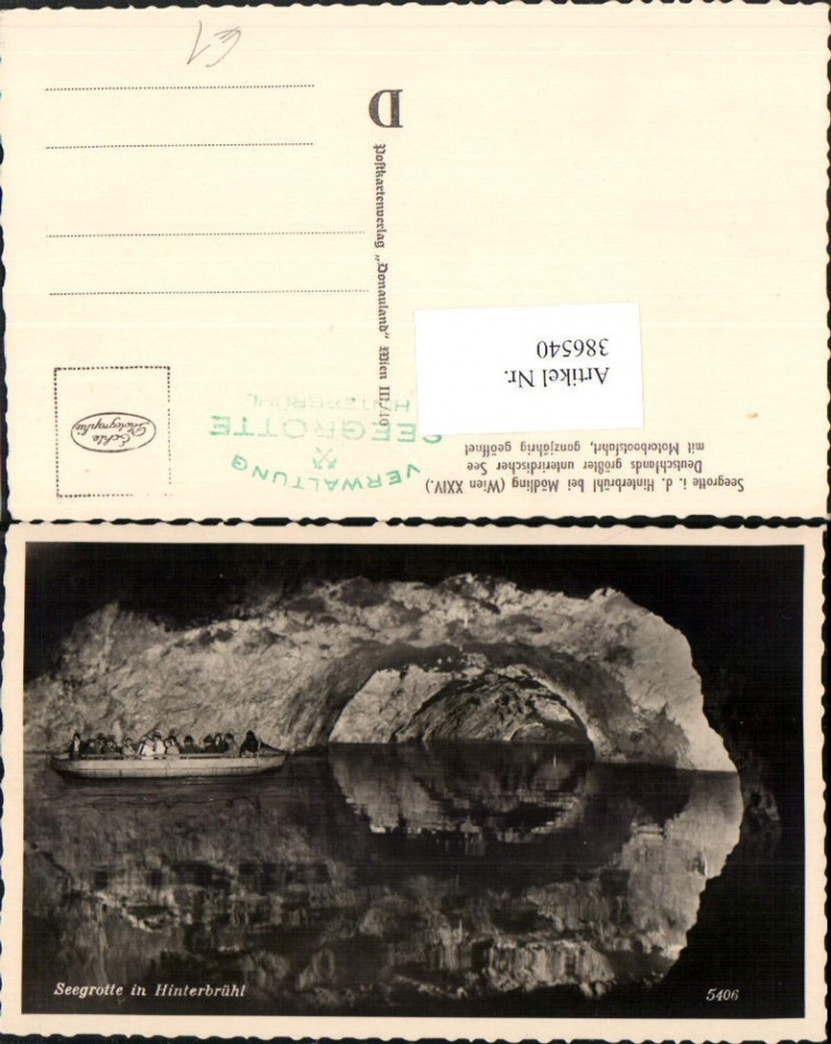 386540,Hinterbrühl b. Mödling Seegrotte Großer See m. Motorboot