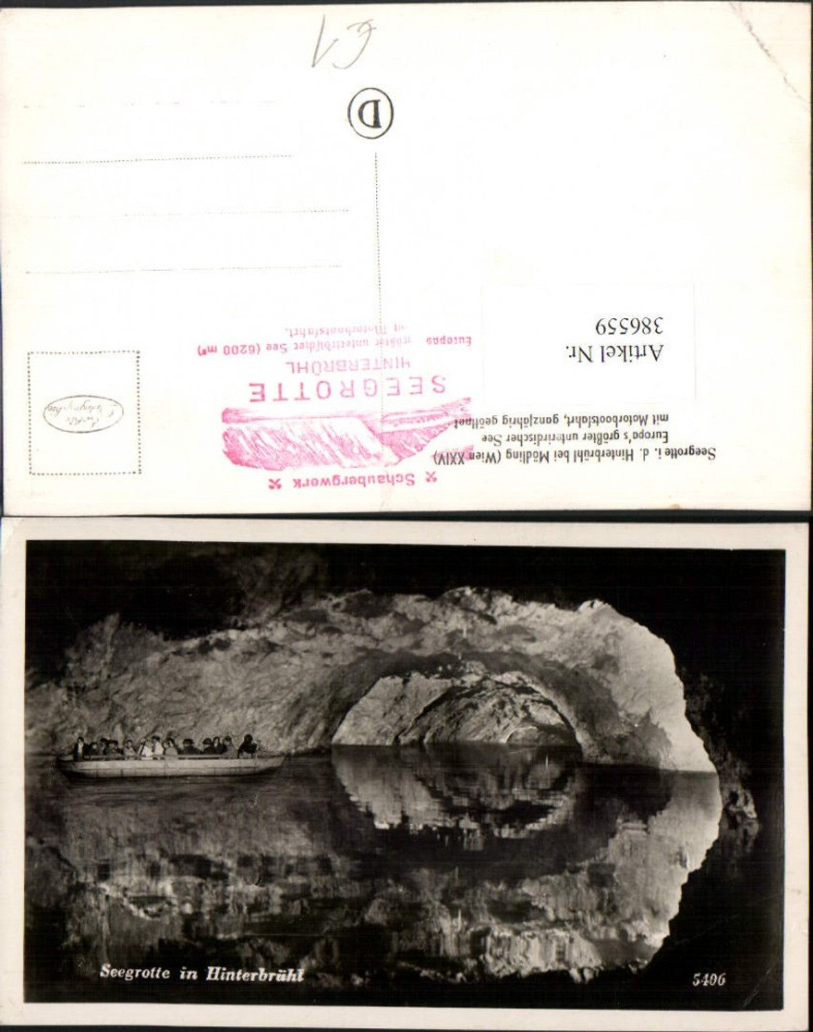 386559,Hinterbrühl b. Mödling Seegrotte Großer See Motorboot