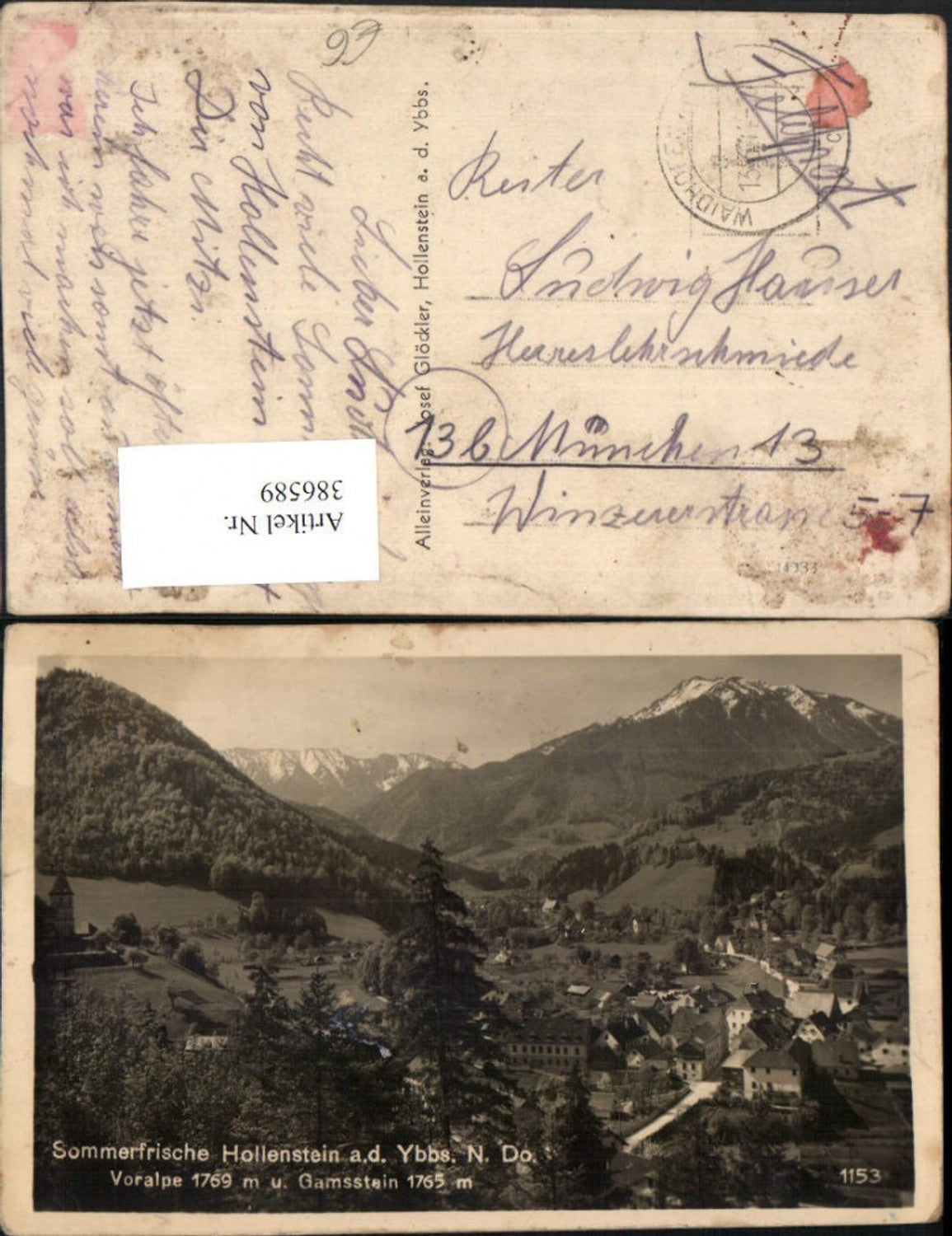 386589,Hollenstein an d. Ybbs Totale geg. Voralpe u. Gamsstein Bergkulisse