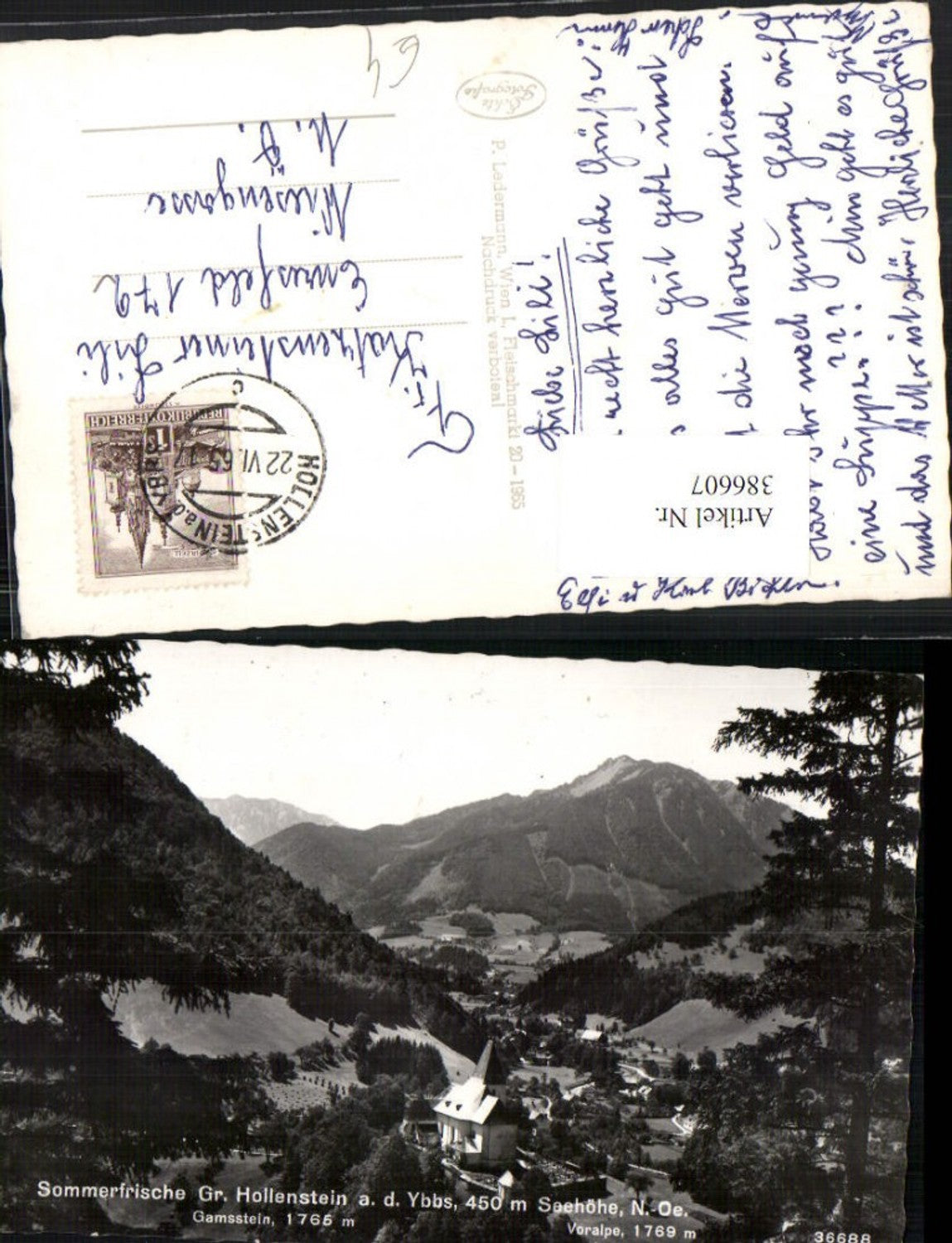 386607,Groß Hollenstein an d. Ybbs Totale Kirche m. Gamsstein u. Voralpe