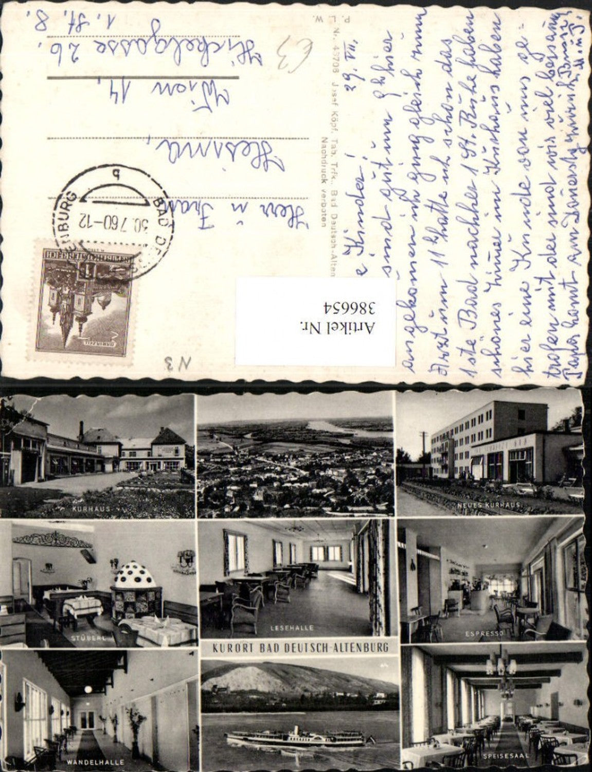 386654,Bad Deutsch-Altenburg Totale Kurhaus Speisesaal Dampfer Mehrbildkarte