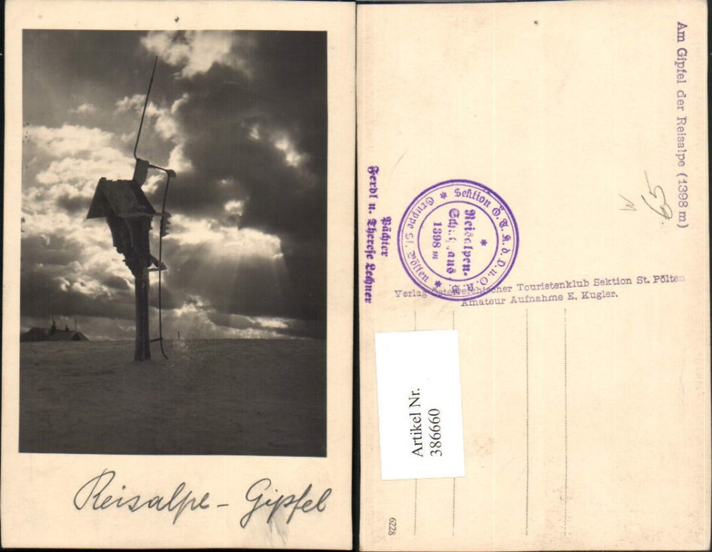 386660,Am Gipfel der Reisalpe b. Lilienfeld Wegkreuz