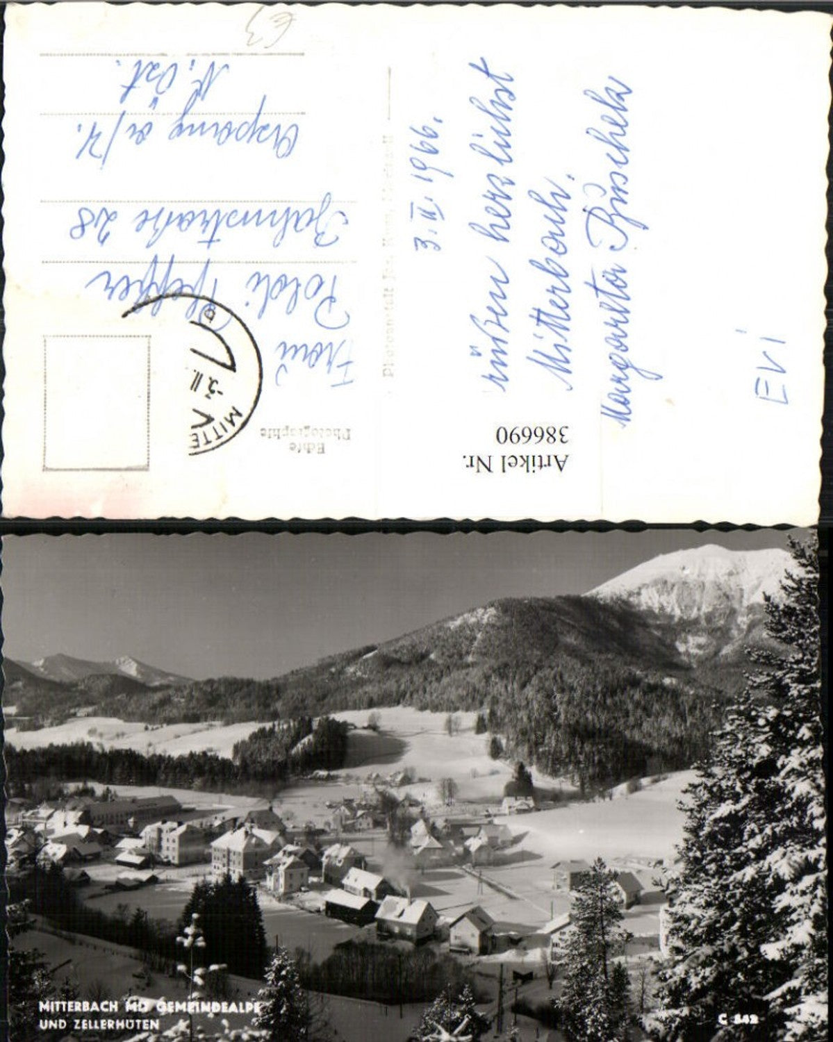 386690,Mitterbach Teilansicht m. Gemeindealpe u. Zellerhüten Winterbild