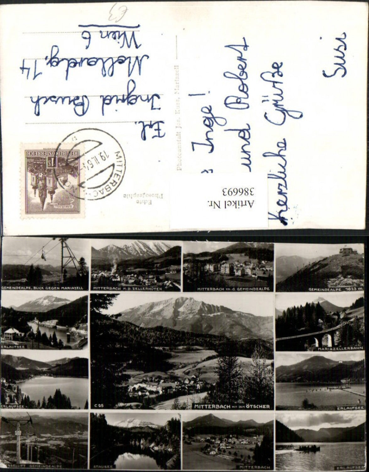 386693,Mitterbach Totale Sesselift Erlaufsee Mariazellerbahn Viadukt Mehrbildkarte