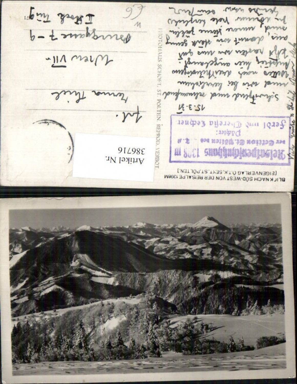 386716,Blick nach Südwest von d. Reisalpe b. Lilienfeld Bergkulisse