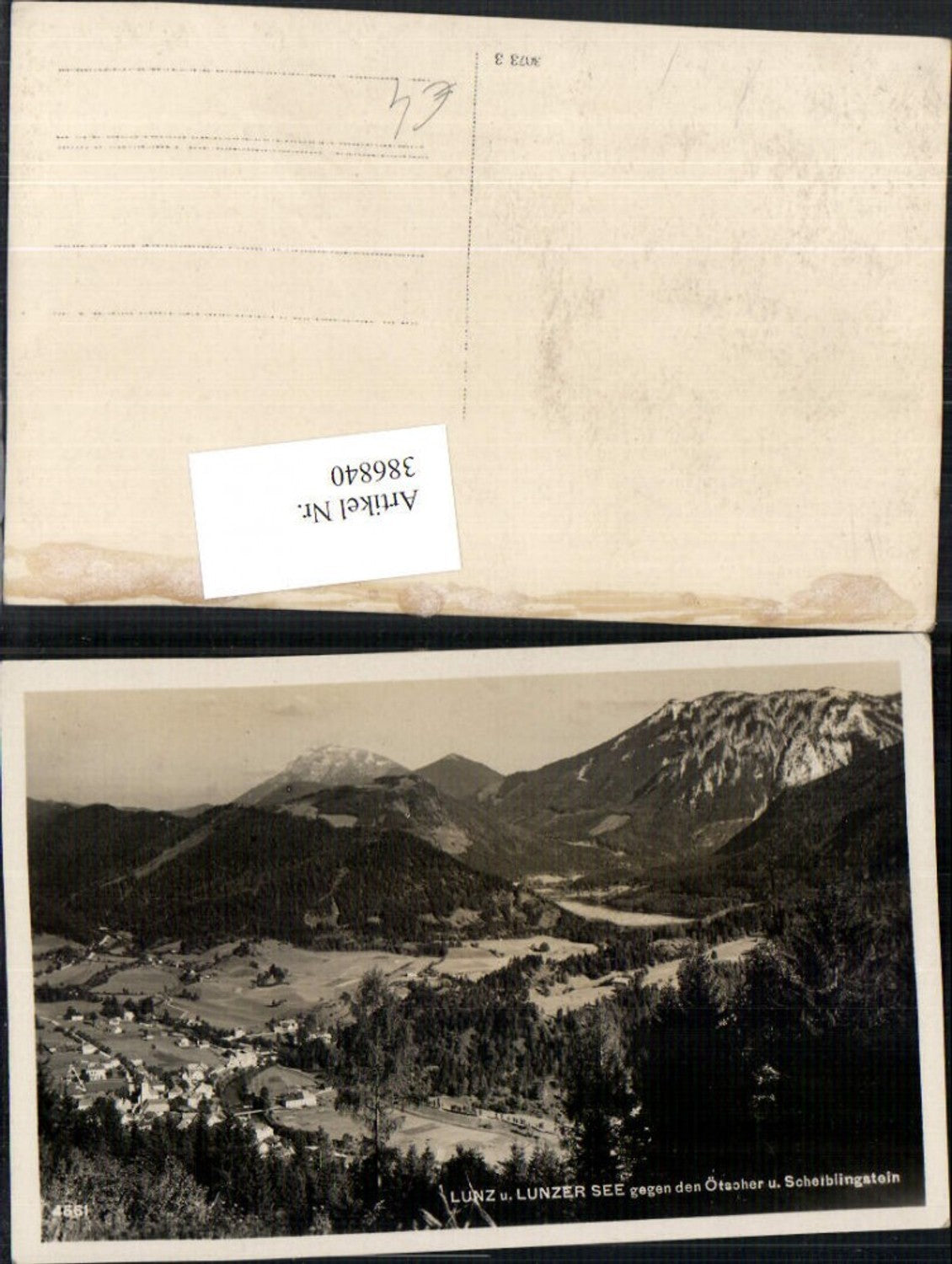 386840,Lunz u. Lunzer-See Totale geg. Ötscher u. Scheiblingstein Bergkulisse