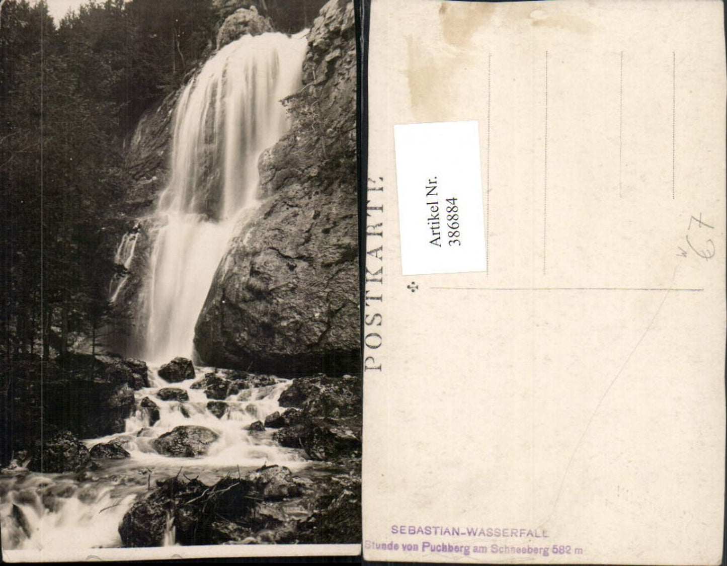 386884,Foto AK Puchberg am Schneeberg Sebastian-Wasserfall